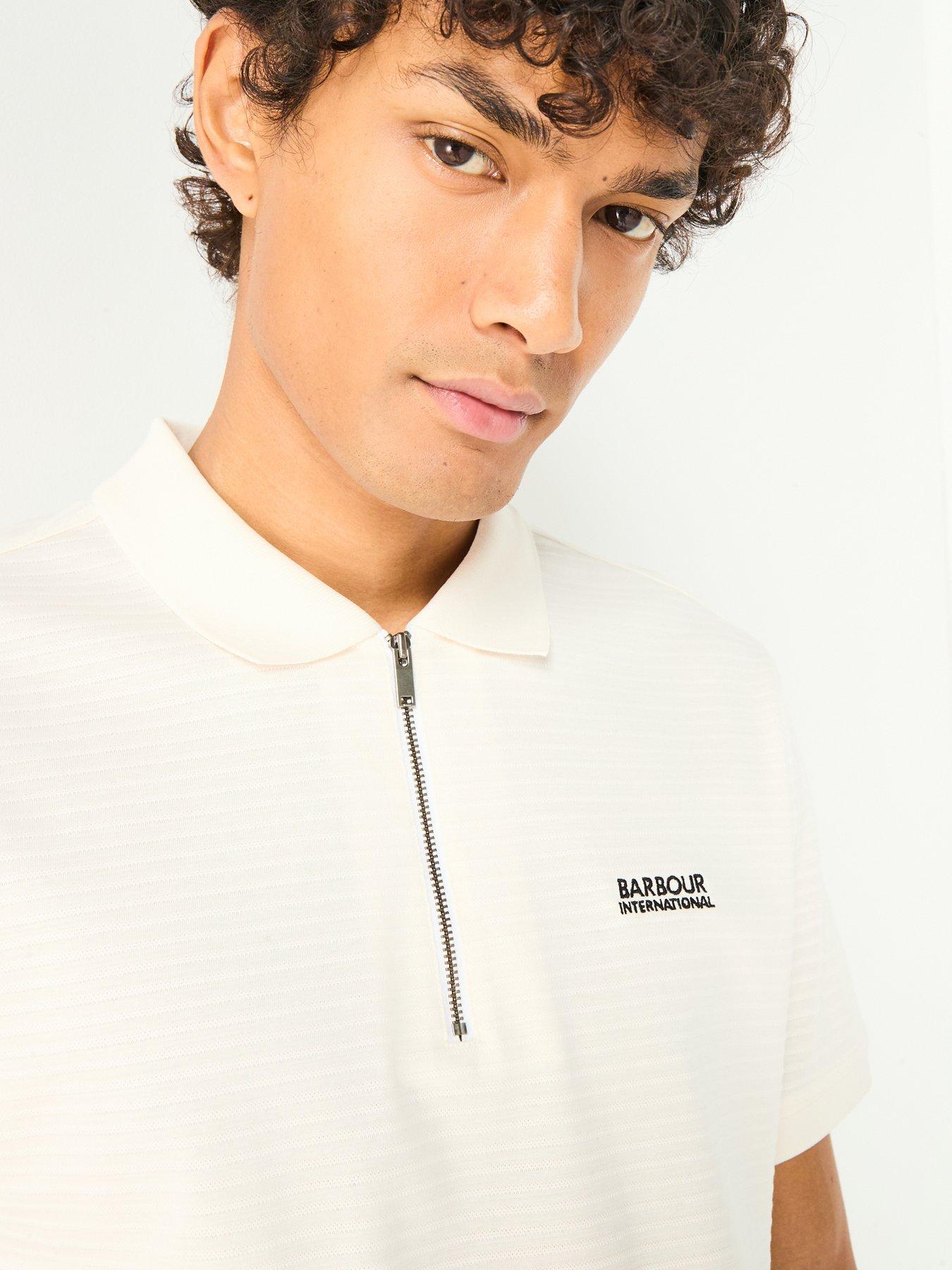 Image 5 of 6 of Barbour International Alfred Jacquard Stripe Polo Shirt- White