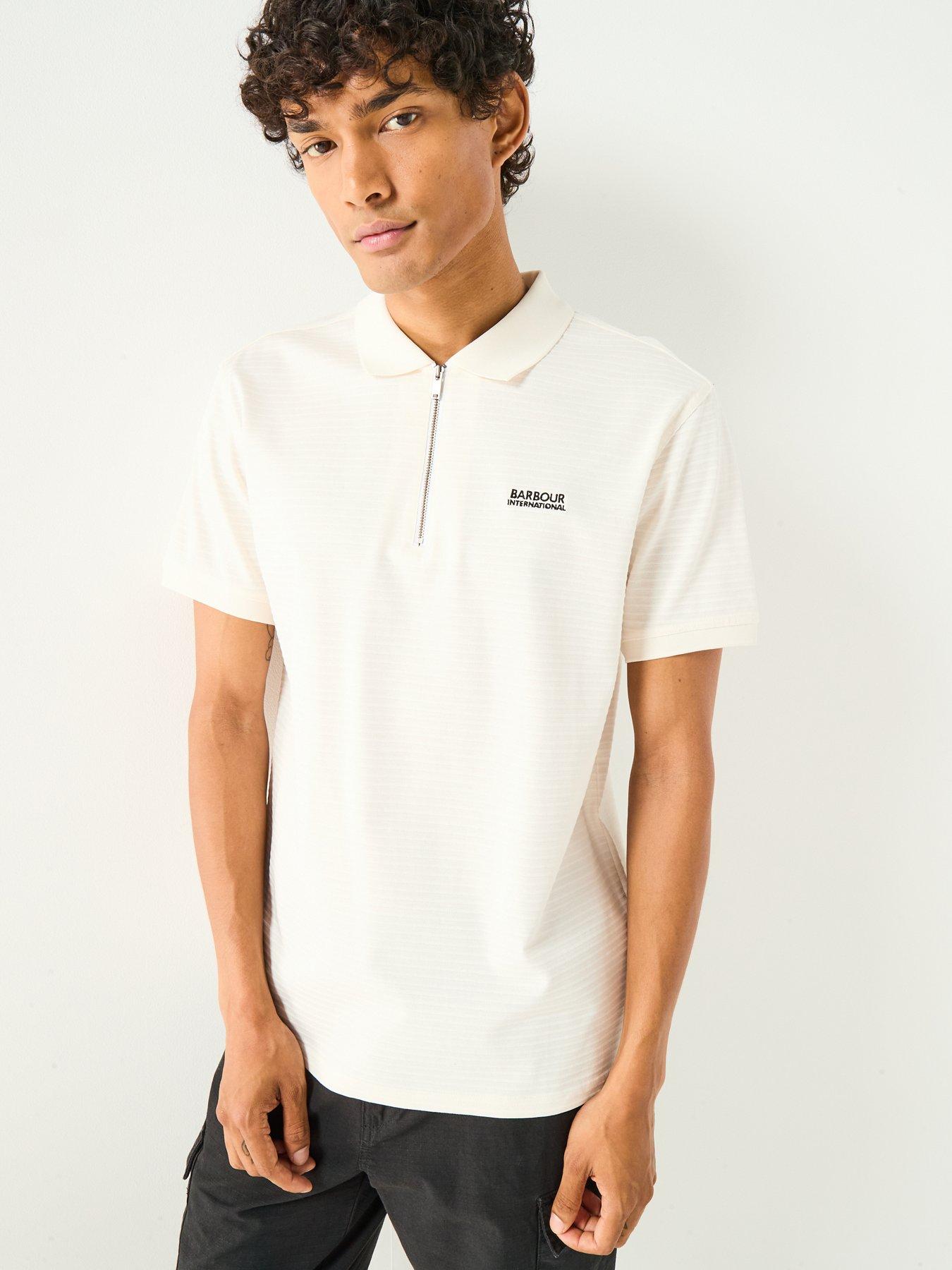 Image 6 of 6 of Barbour International Alfred Jacquard Stripe Polo Shirt- White