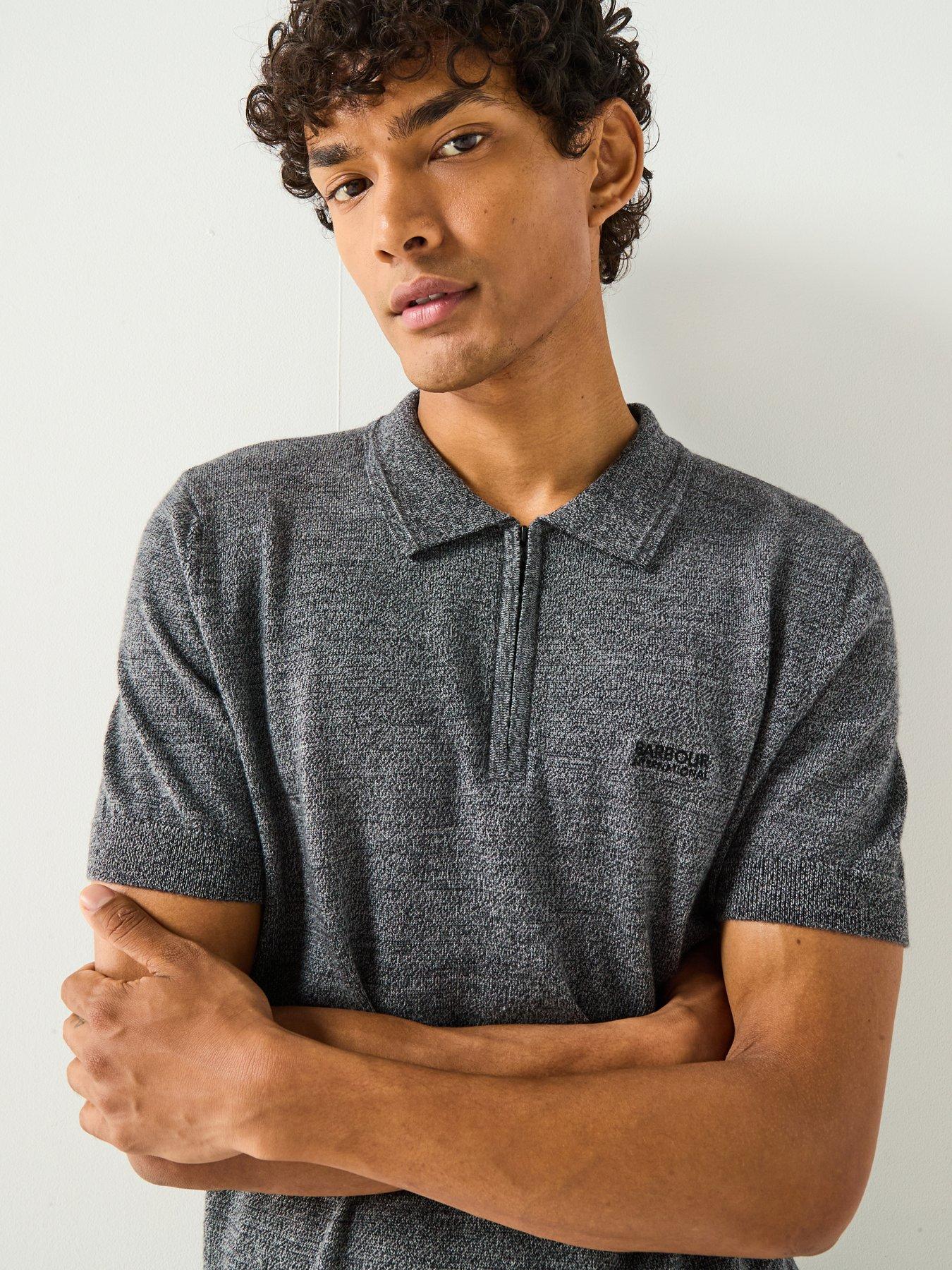 Barbour International Maverick Mouline Knitted Cotton Polo Shirt - Black