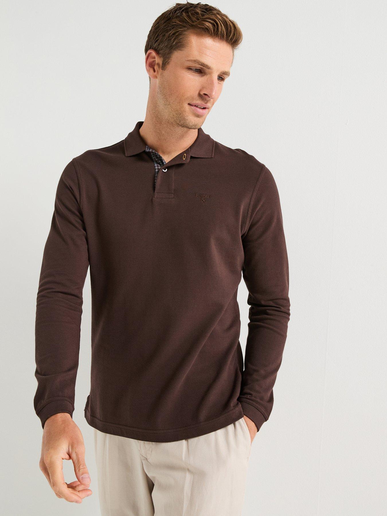 Barbour Essential Sports Long Sleeve Polo Shirt - Brown