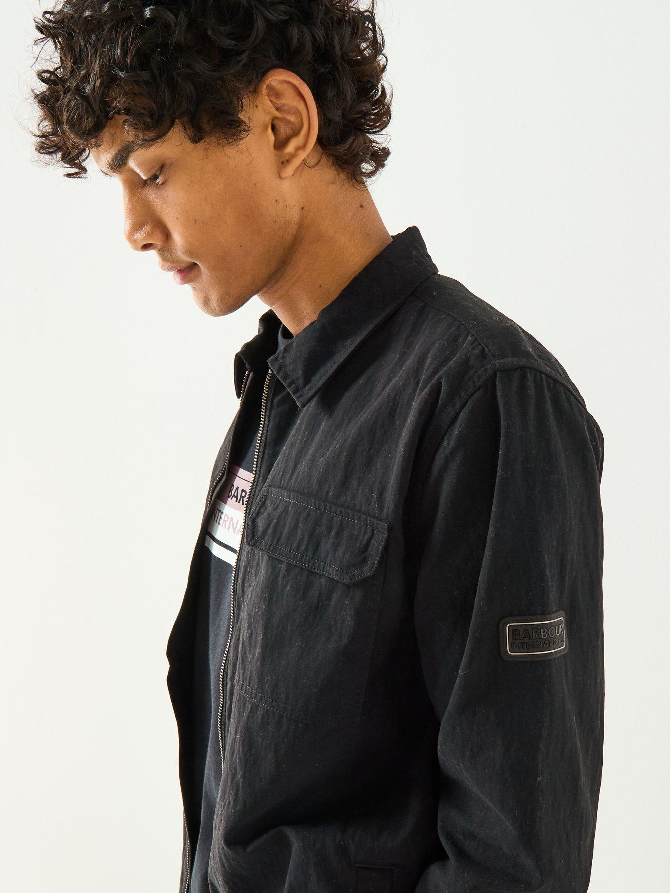 Image 4 of 6 of Barbour International Maze Peached Nylon Overshirt- Black