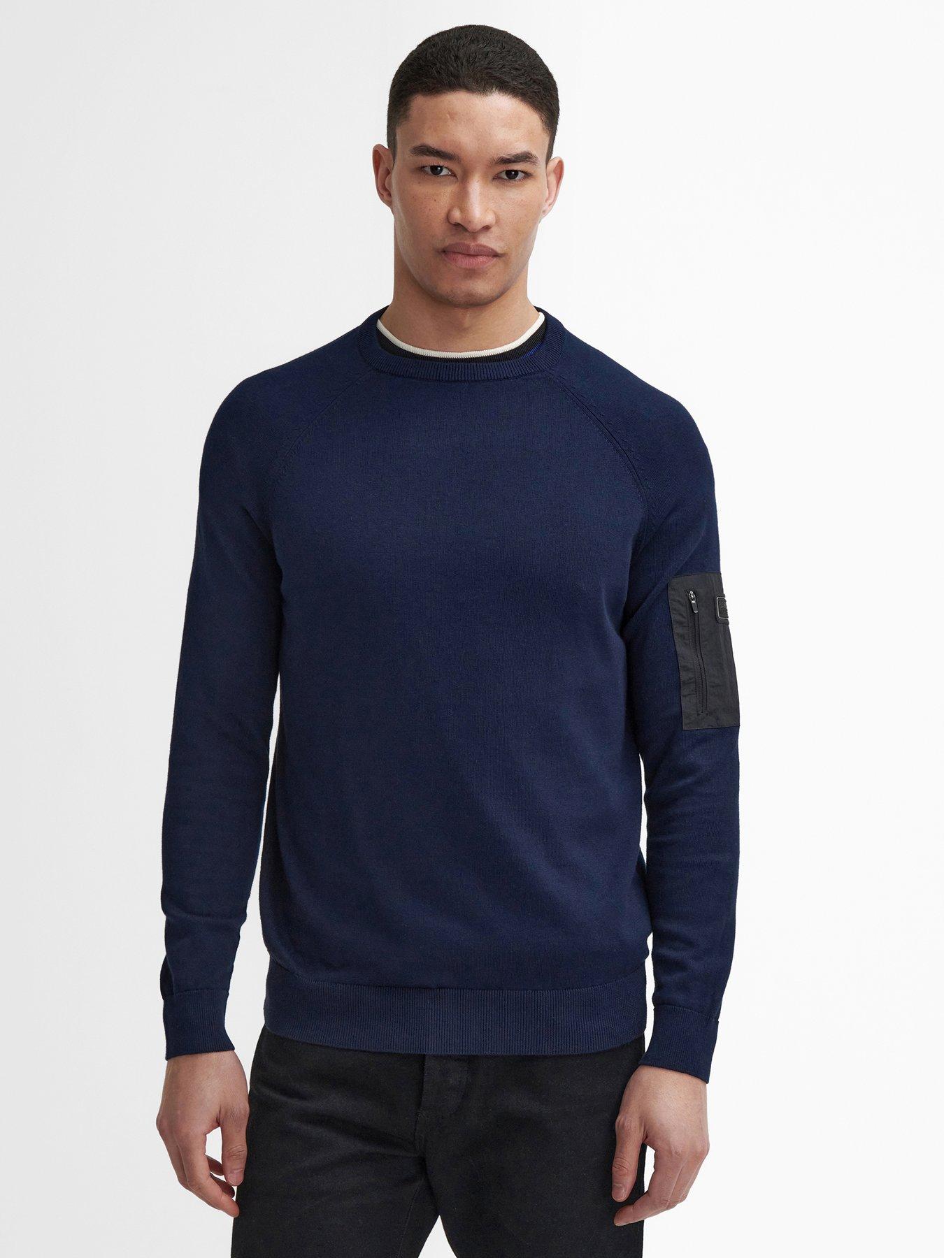 Barbour International Blades Cotton Crew Knitted Jumper - Navy