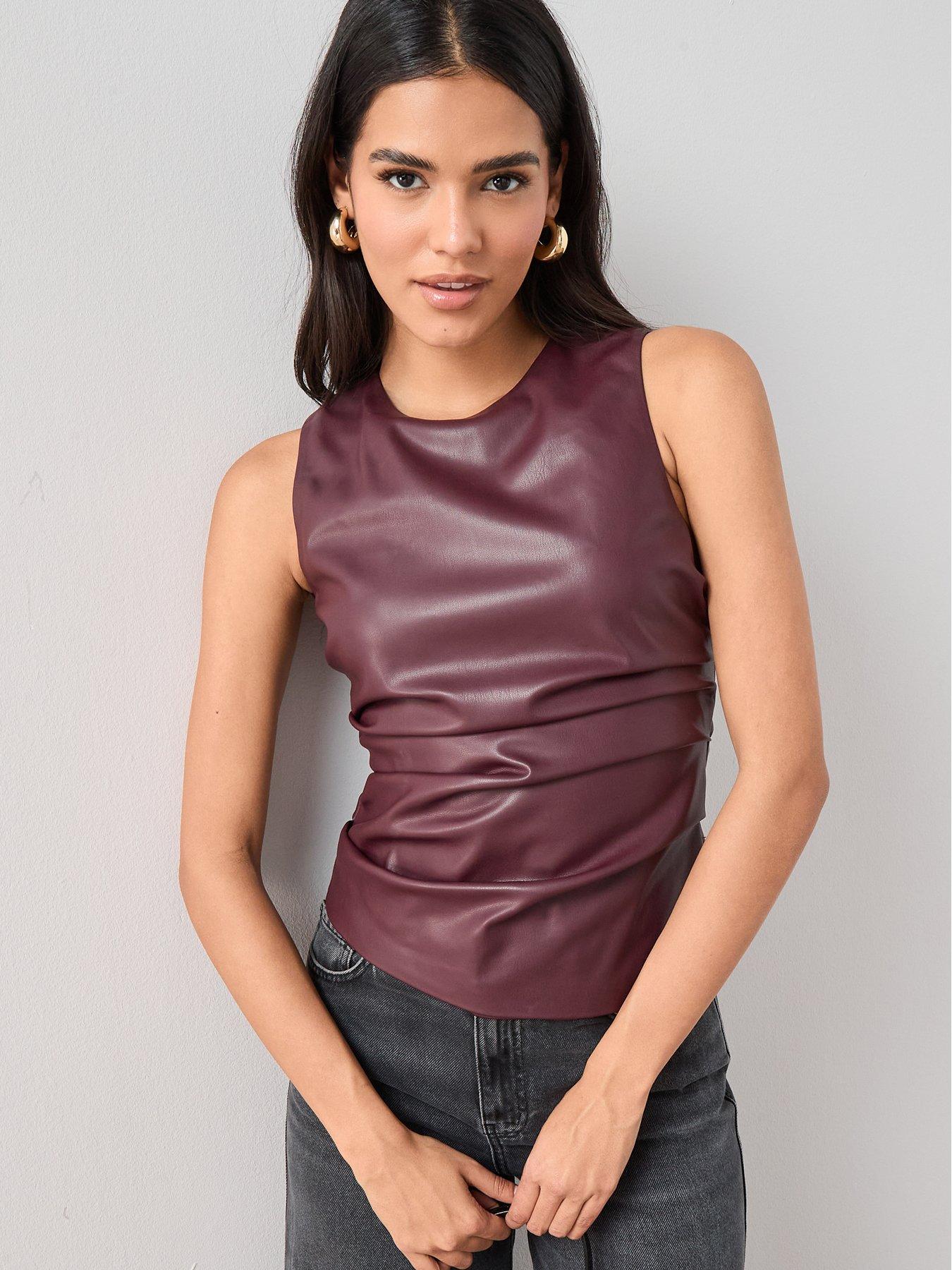 The Very Collection Sleeveless Pu Top - Purple