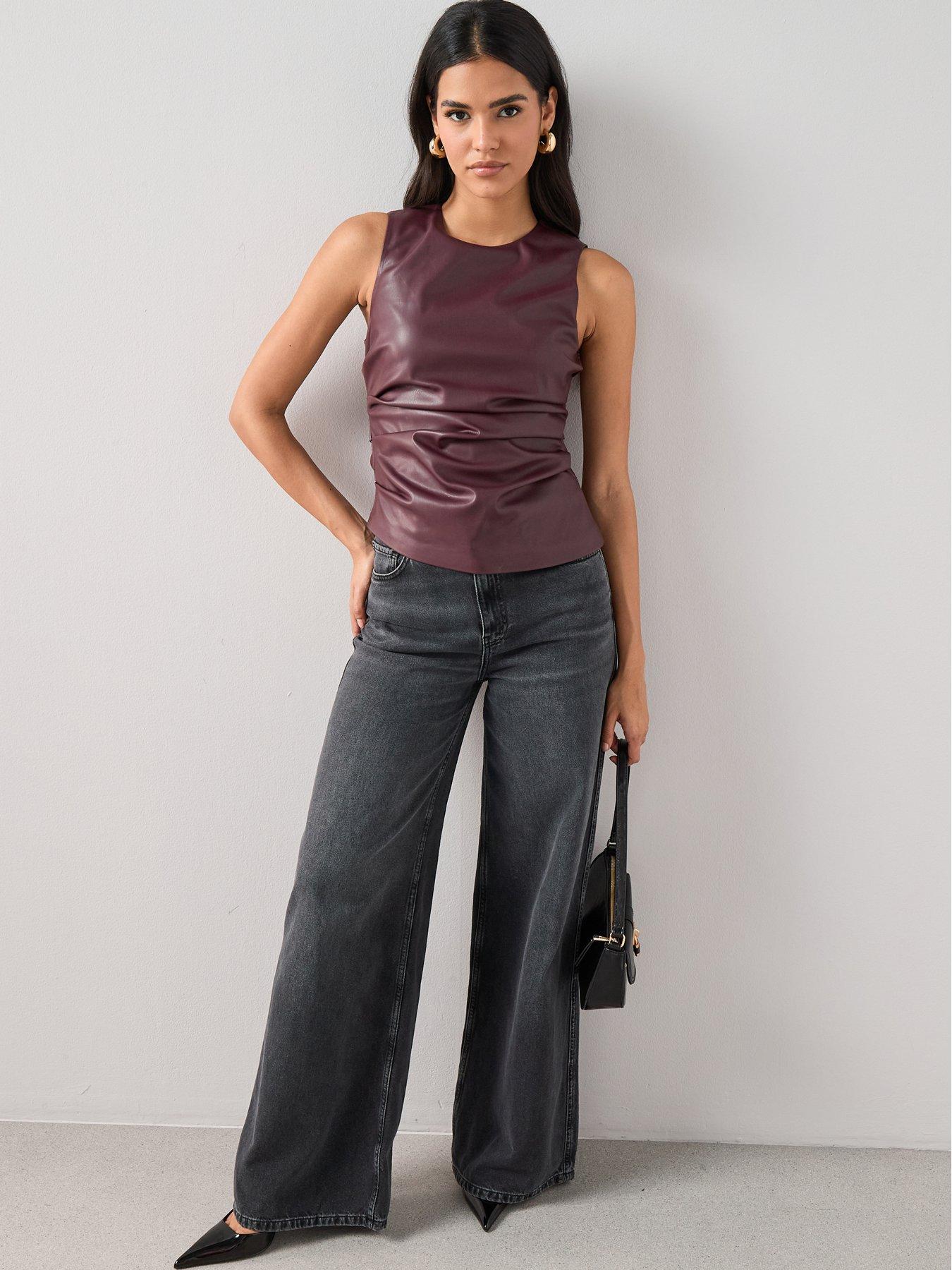 the-very-collection-sleeveless-pu-top-purpleback