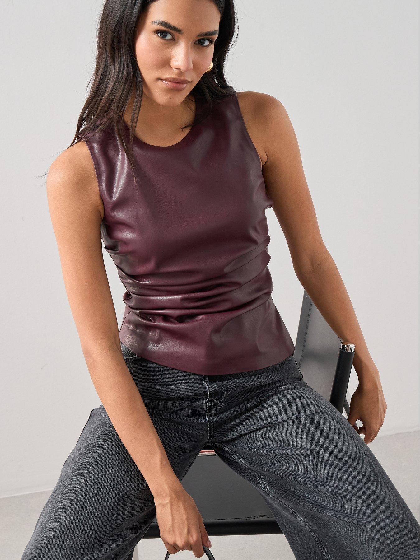 the-very-collection-sleeveless-pu-top-purpleoutfit