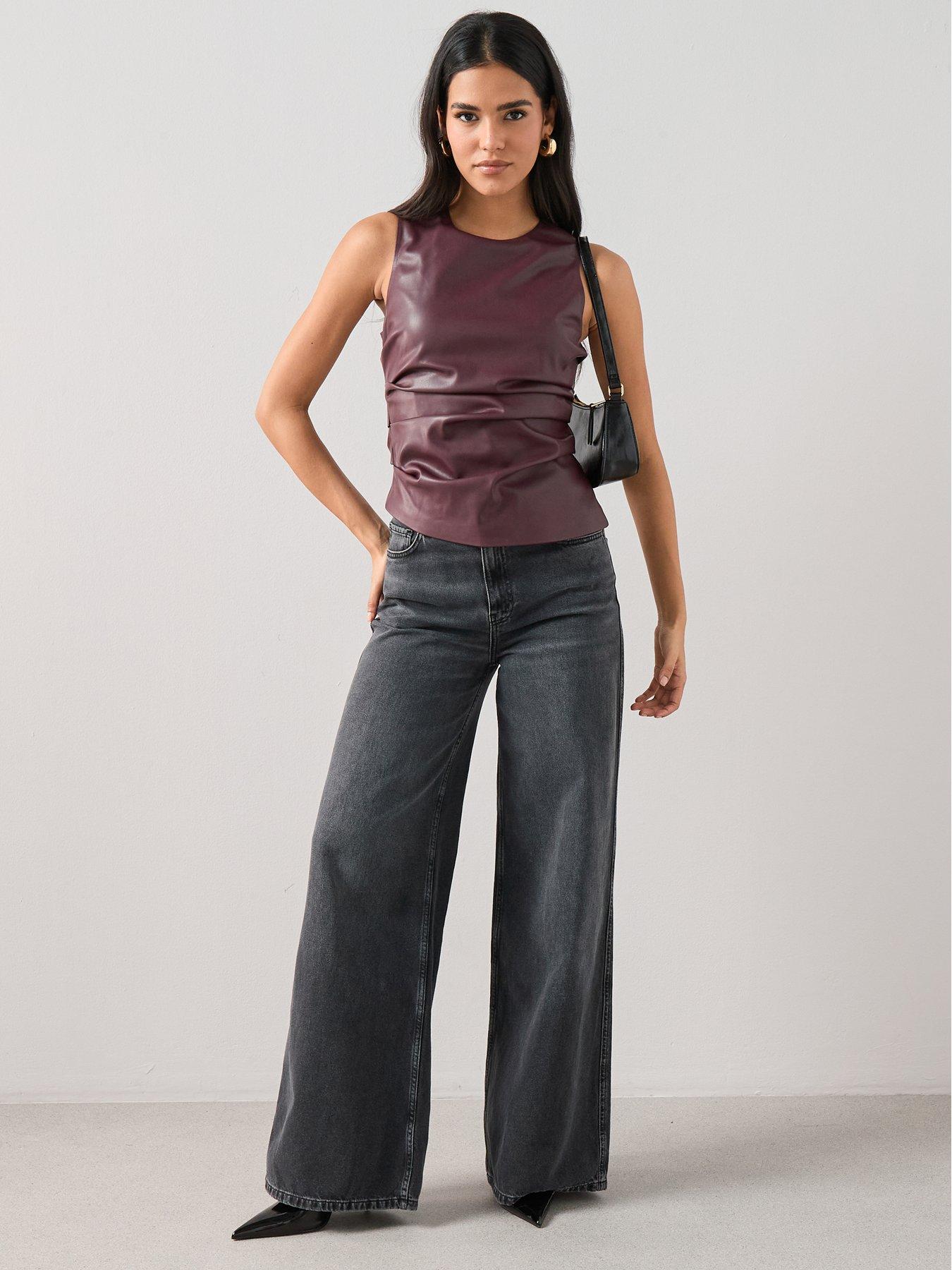 the-very-collection-sleeveless-pu-top-purpledetail
