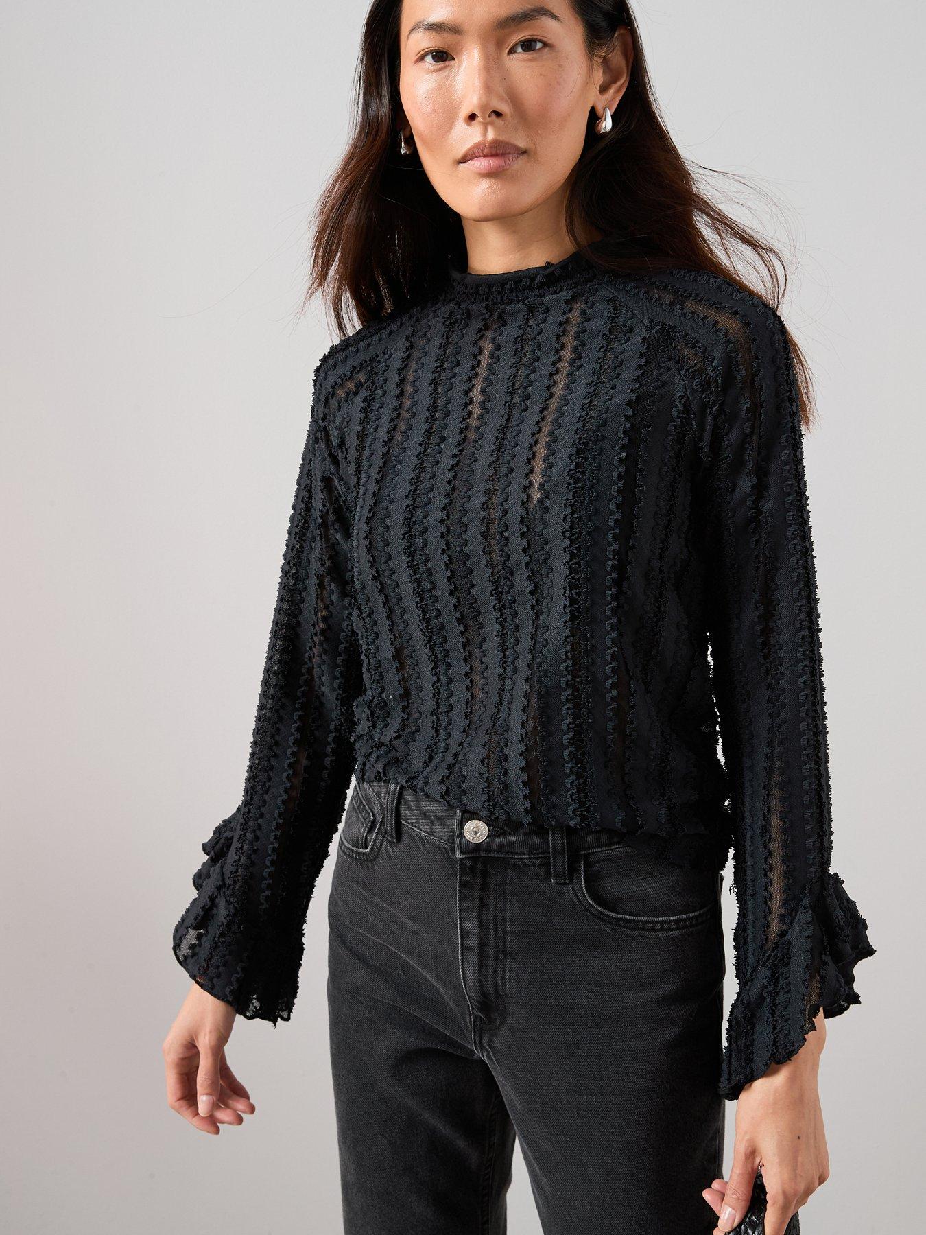 the-very-collection-ruffle-sleeve-lace-top-blackoutfit