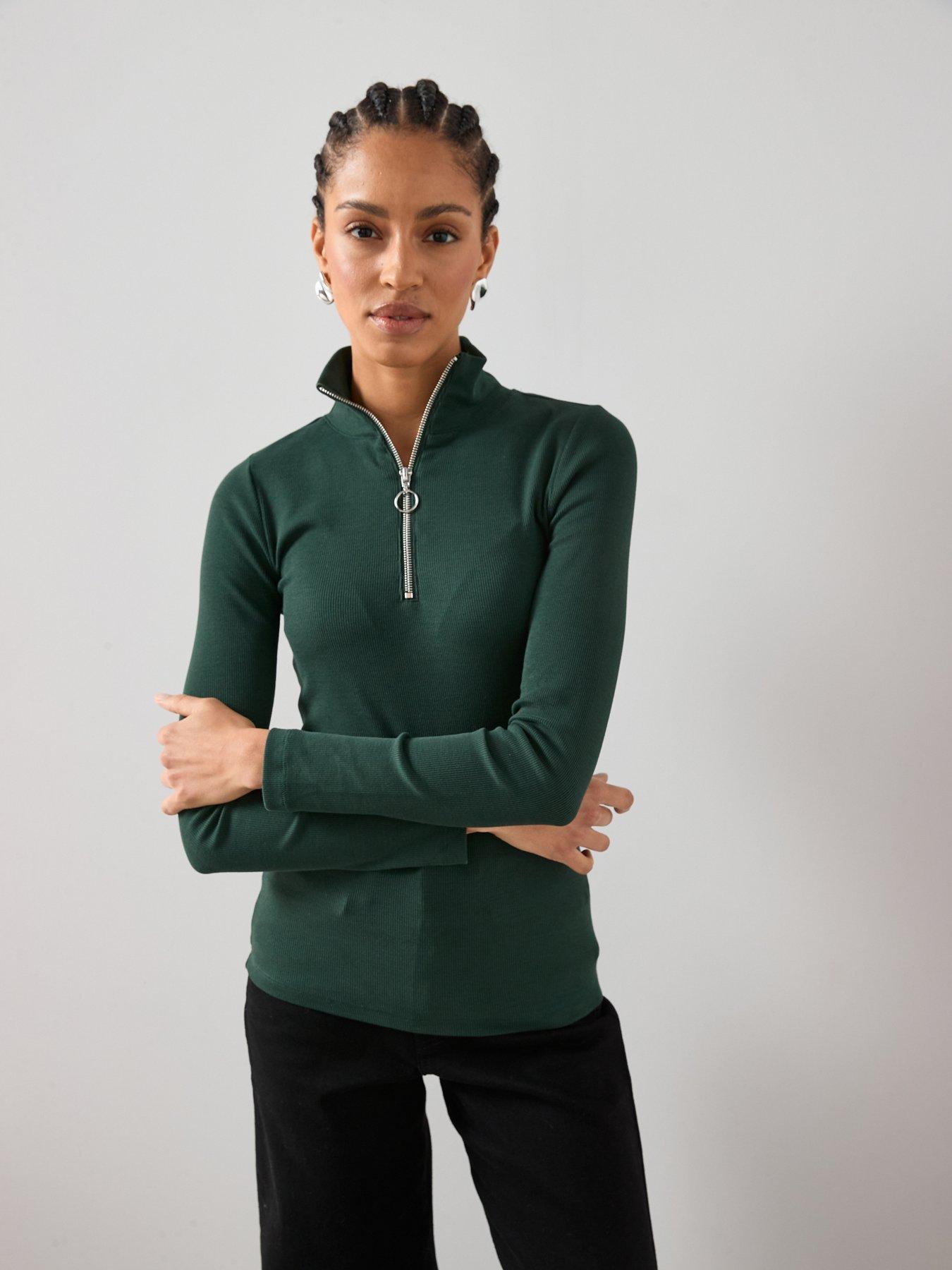 the-very-collection-ribbed-half-zip-top-green