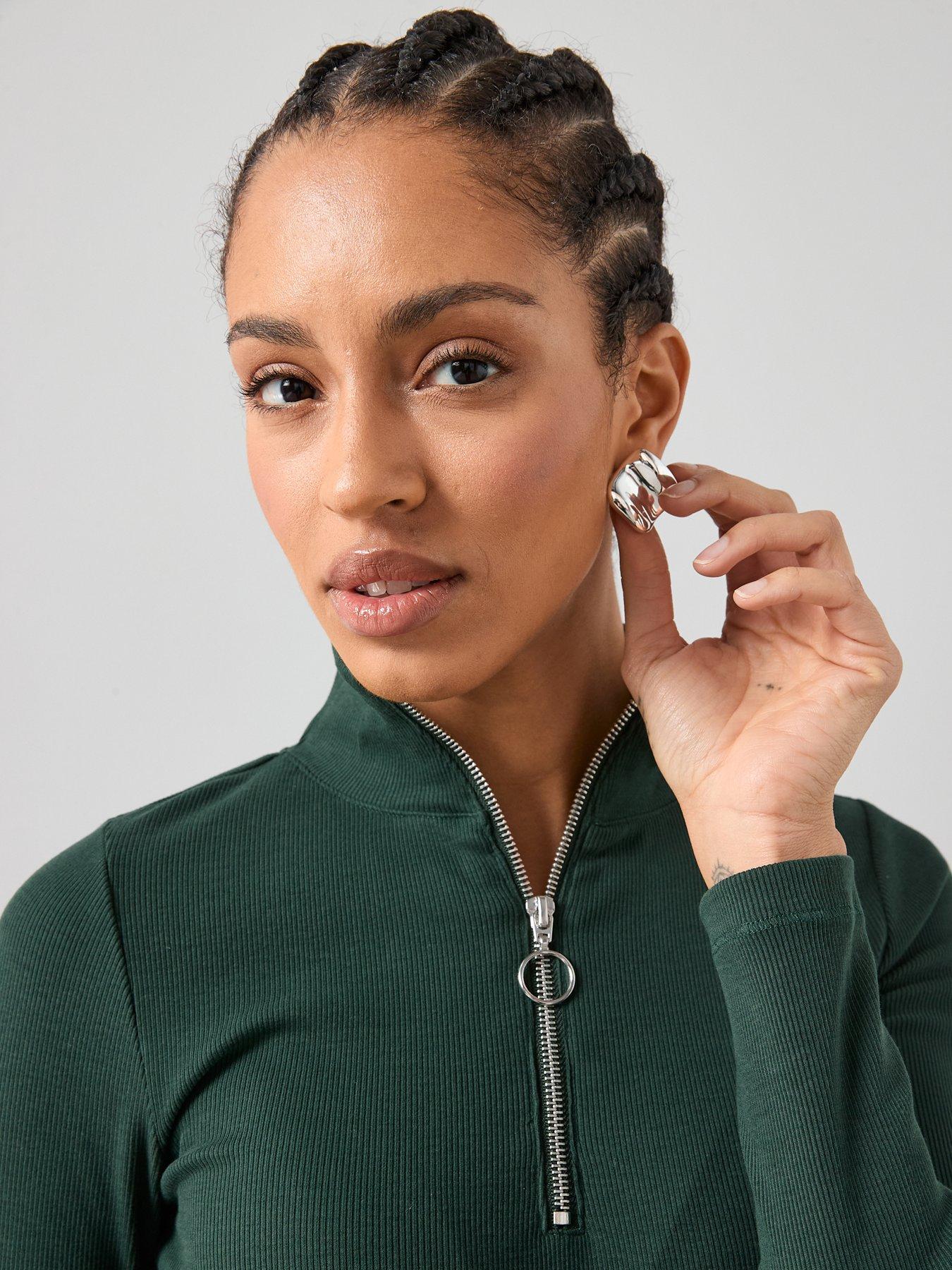 the-very-collection-ribbed-half-zip-top-greenoutfit