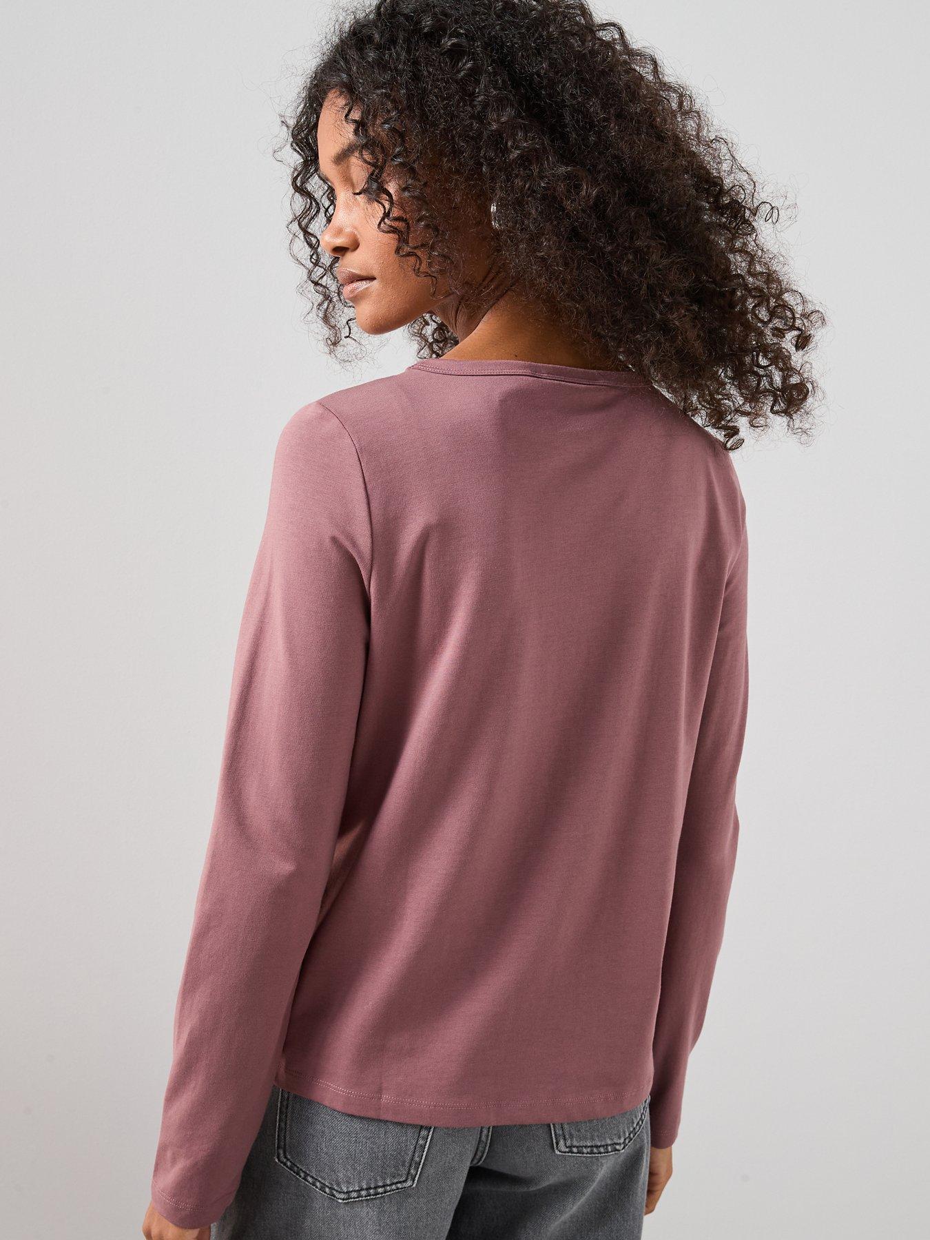 Image 2 of 7 of The Very Collection Long Sleeve Oversize Basic Tee - Pink