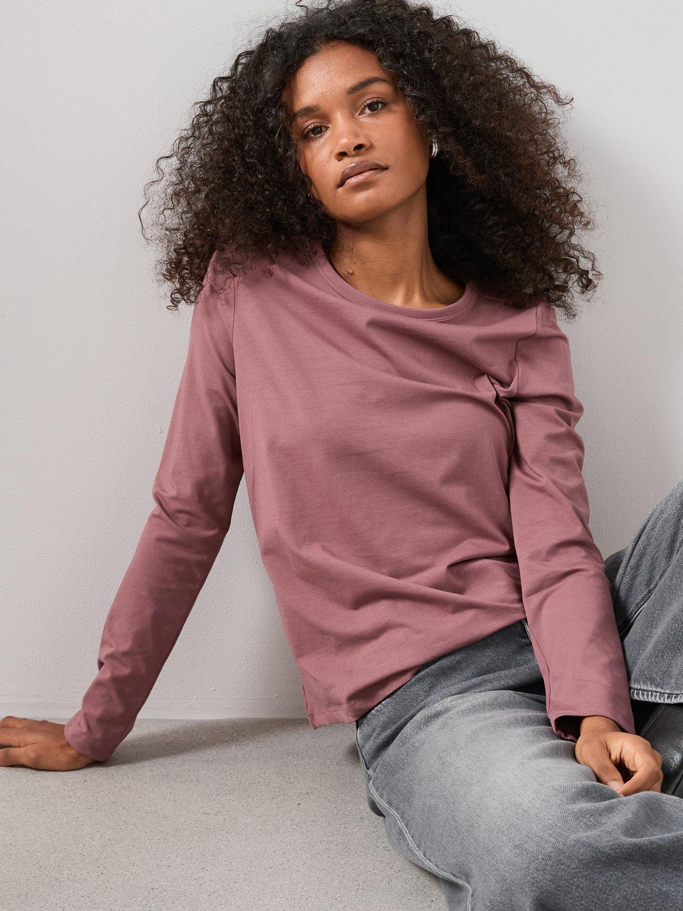 Image 4 of 7 of The Very Collection Long Sleeve Oversize Basic Tee - Pink