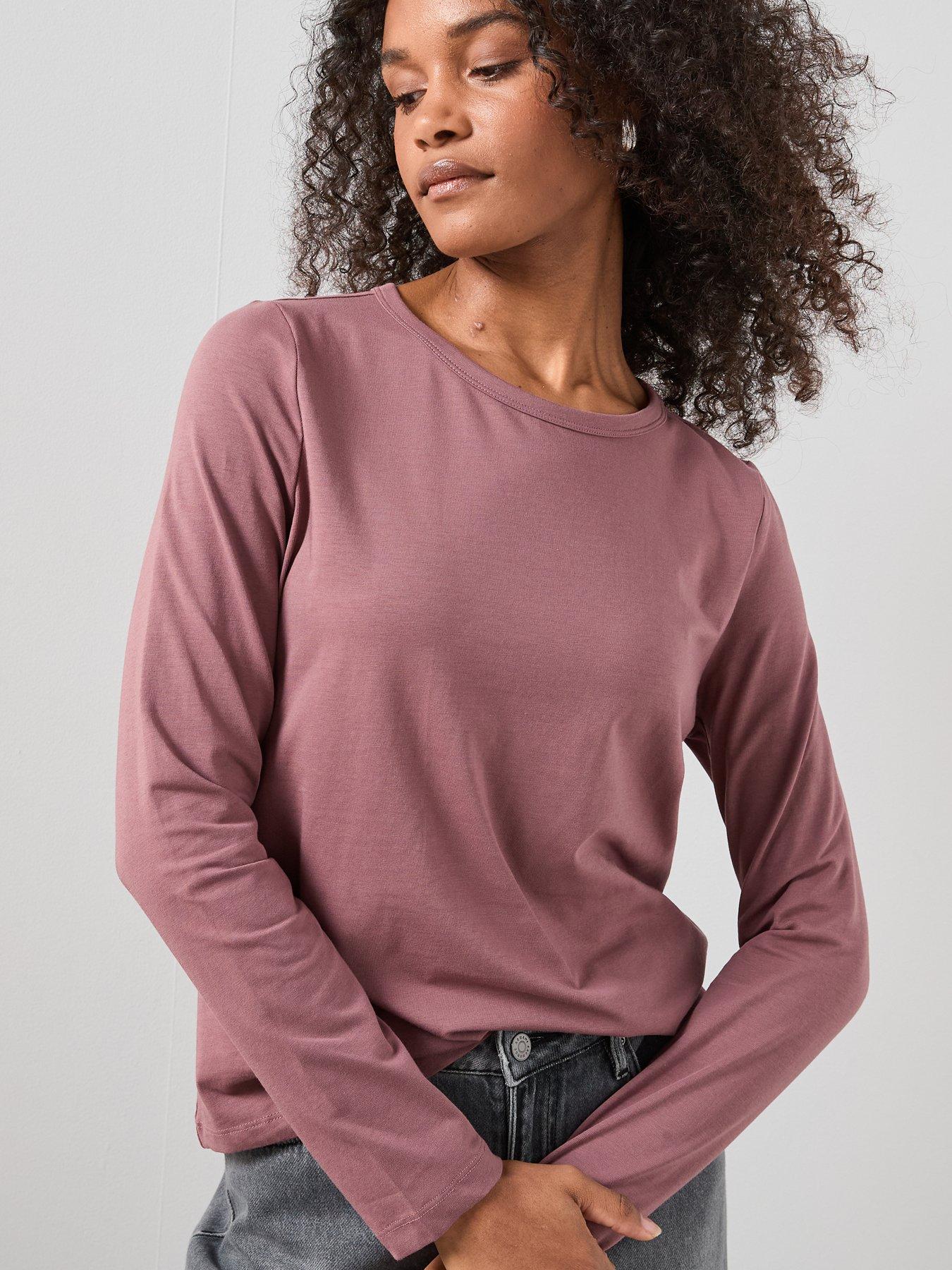 Image 5 of 7 of The Very Collection Long Sleeve Oversize Basic Tee - Pink