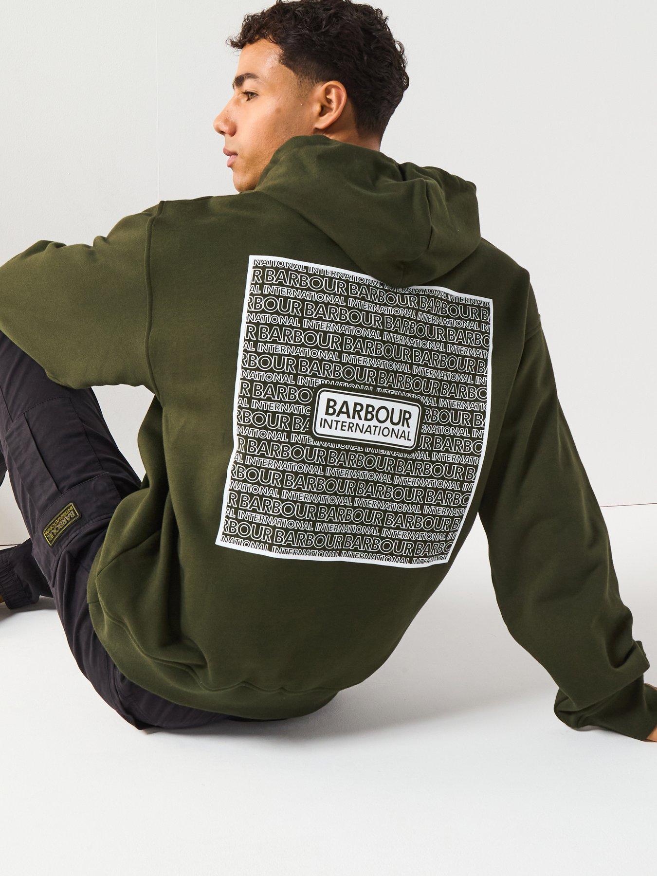 Image 1 of 4 of Barbour International Lever Graphic Hoodie- Dark Green