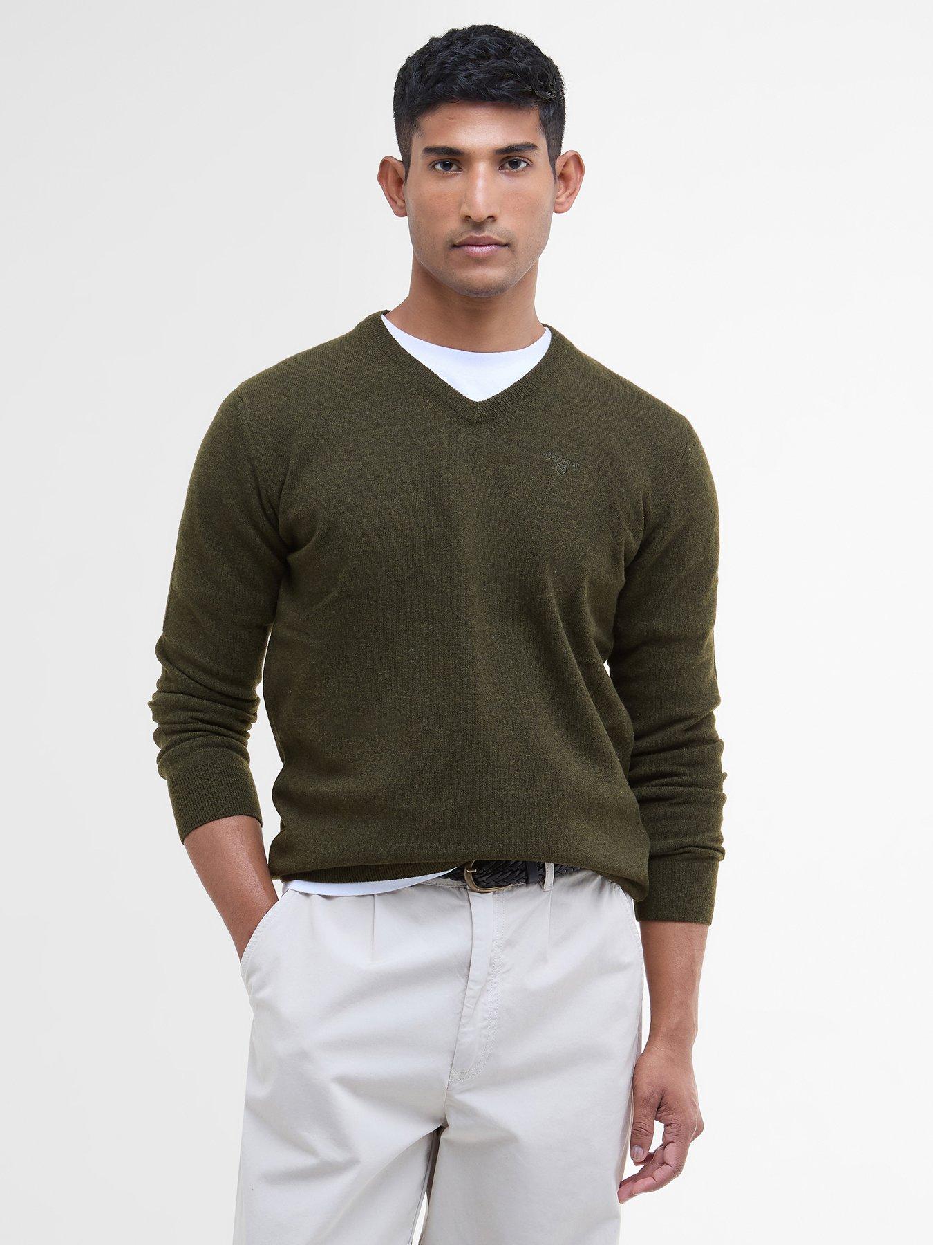 barbour-lambswool-v-neck-knitted-jumper--dark-green