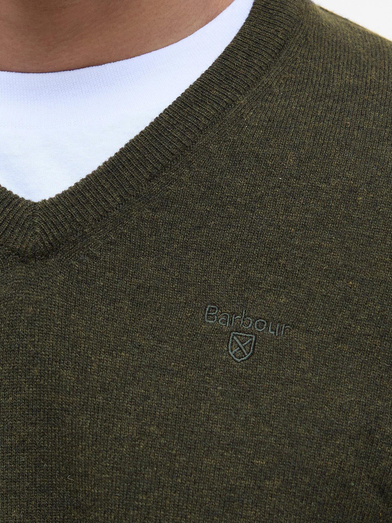 Image 5 of 6 of Barbour Lambswool V Neck Knitted Jumper- Dark Green