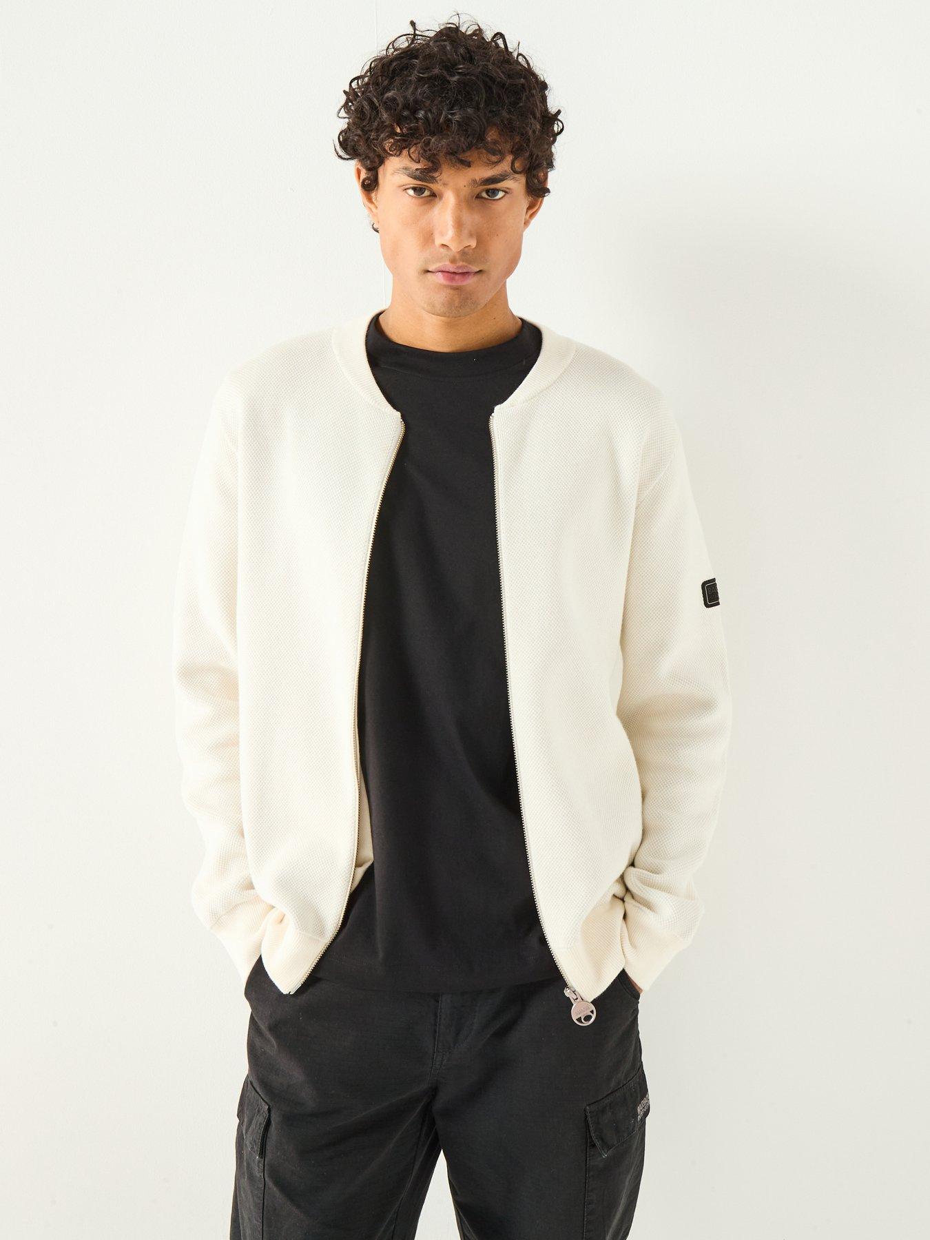 Image 6 of 6 of Barbour International Patrick Bomber Zip Through Knitted Cardigan- White