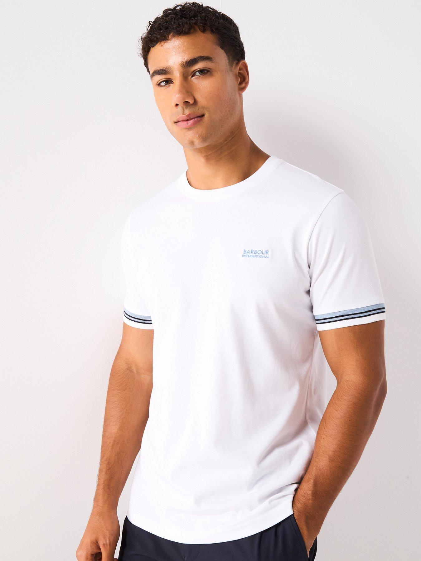 Image 5 of 6 of Barbour International Bruce Tipped Cuff T-Shirt - White