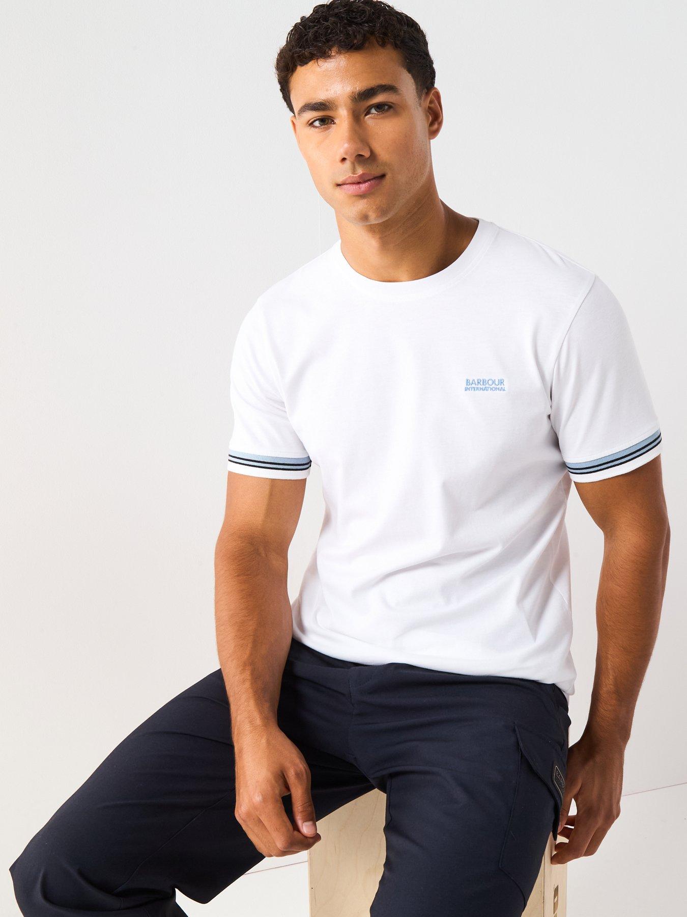 Image 6 of 6 of Barbour International Bruce Tipped Cuff T-Shirt - White