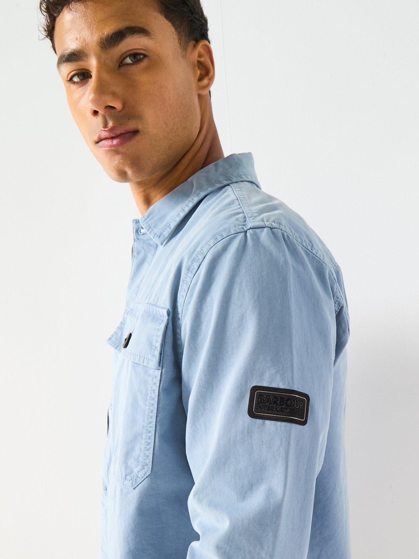 Image 5 of 6 of Barbour International Arlo Button Pocket Overshirt- Light Blue
