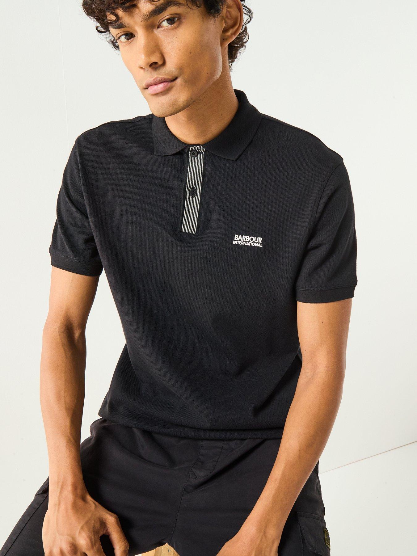 Image 1 of 6 of Barbour International Baynes Knit Placket Polo Shirt- Black