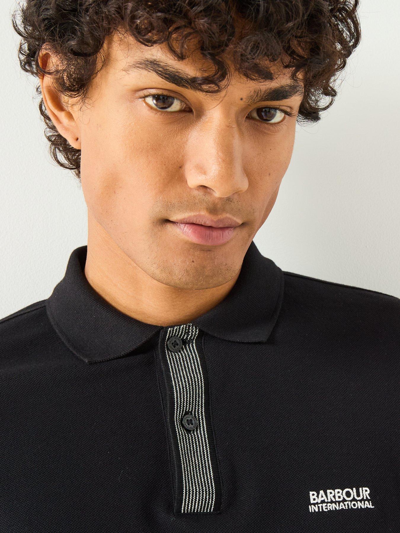 Image 4 of 6 of Barbour International Baynes Knit Placket Polo Shirt- Black