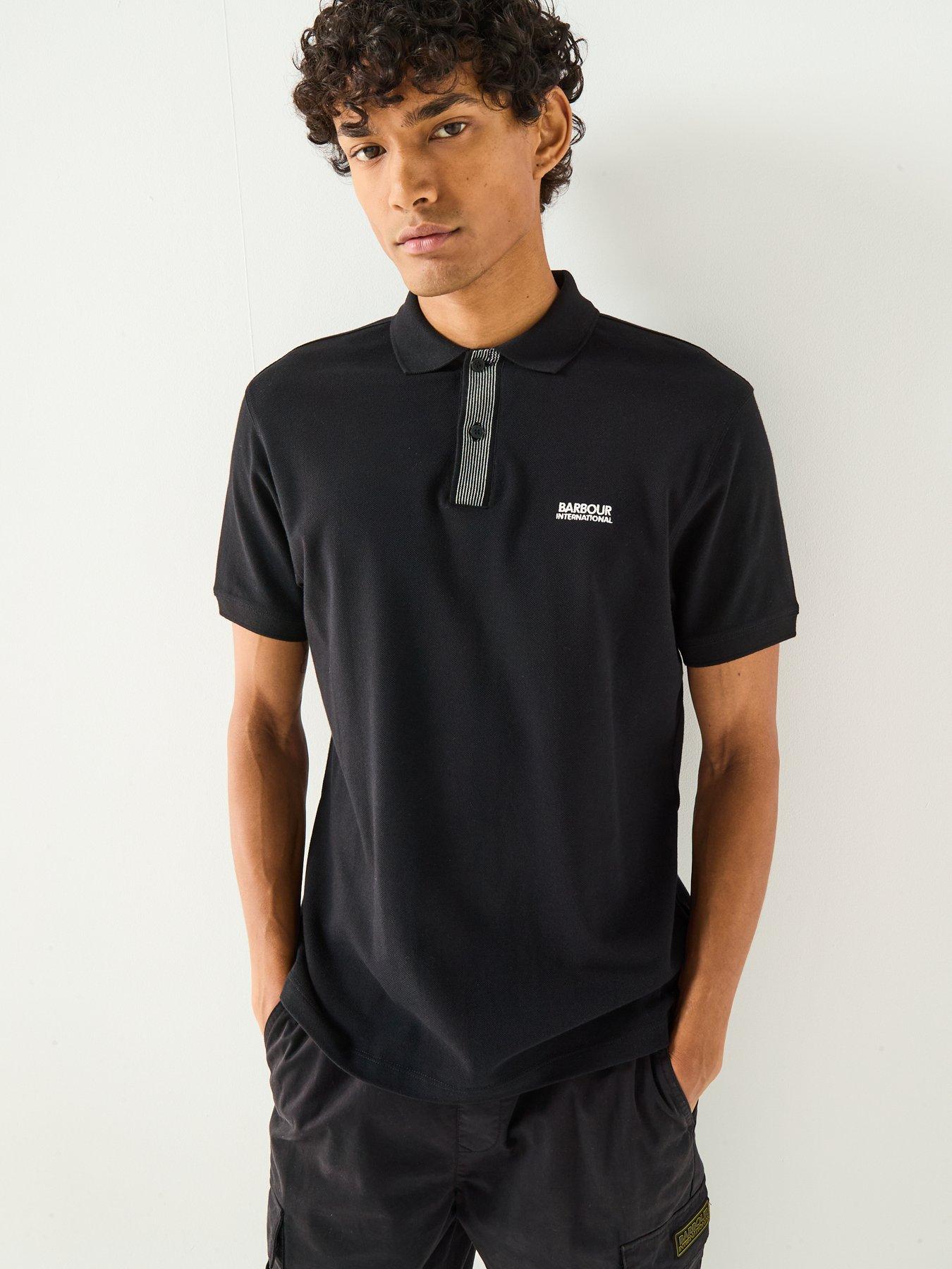 Image 5 of 6 of Barbour International Baynes Knit Placket Polo Shirt- Black