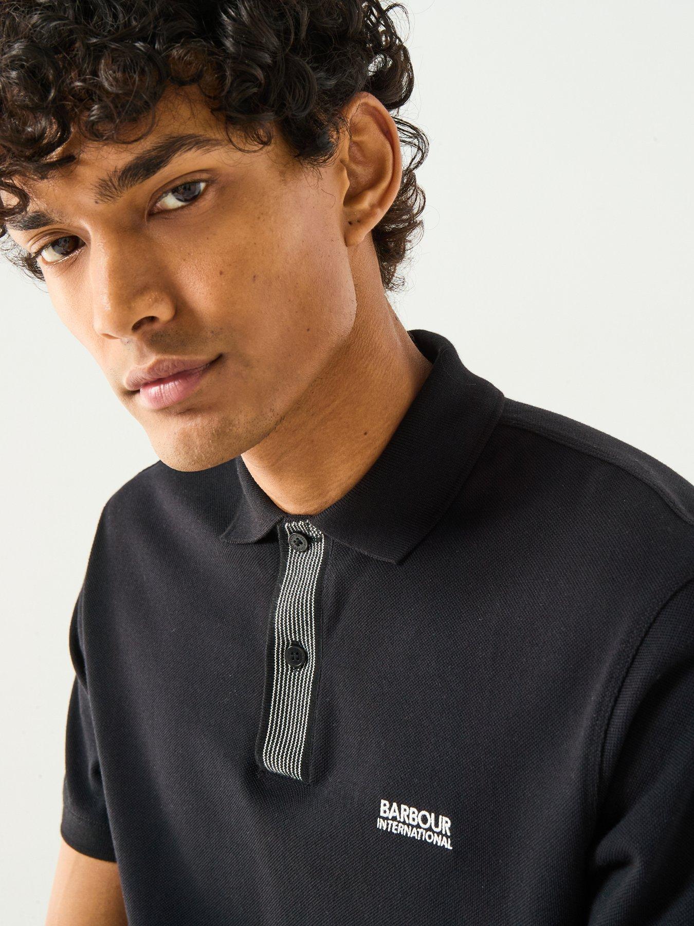 Image 6 of 6 of Barbour International Baynes Knit Placket Polo Shirt- Black