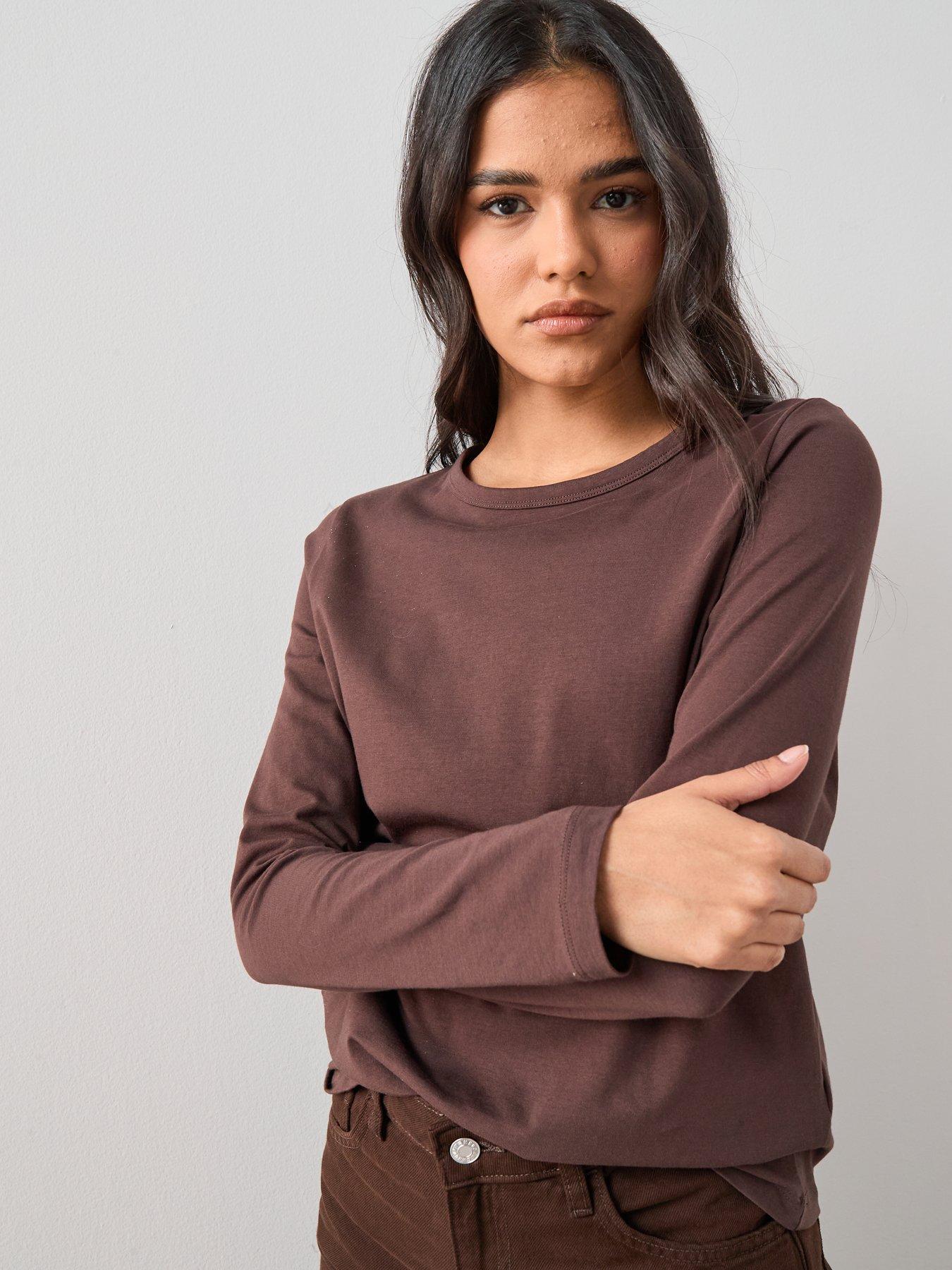 the-very-collection-long-sleeve-oversized-basic-top-brown