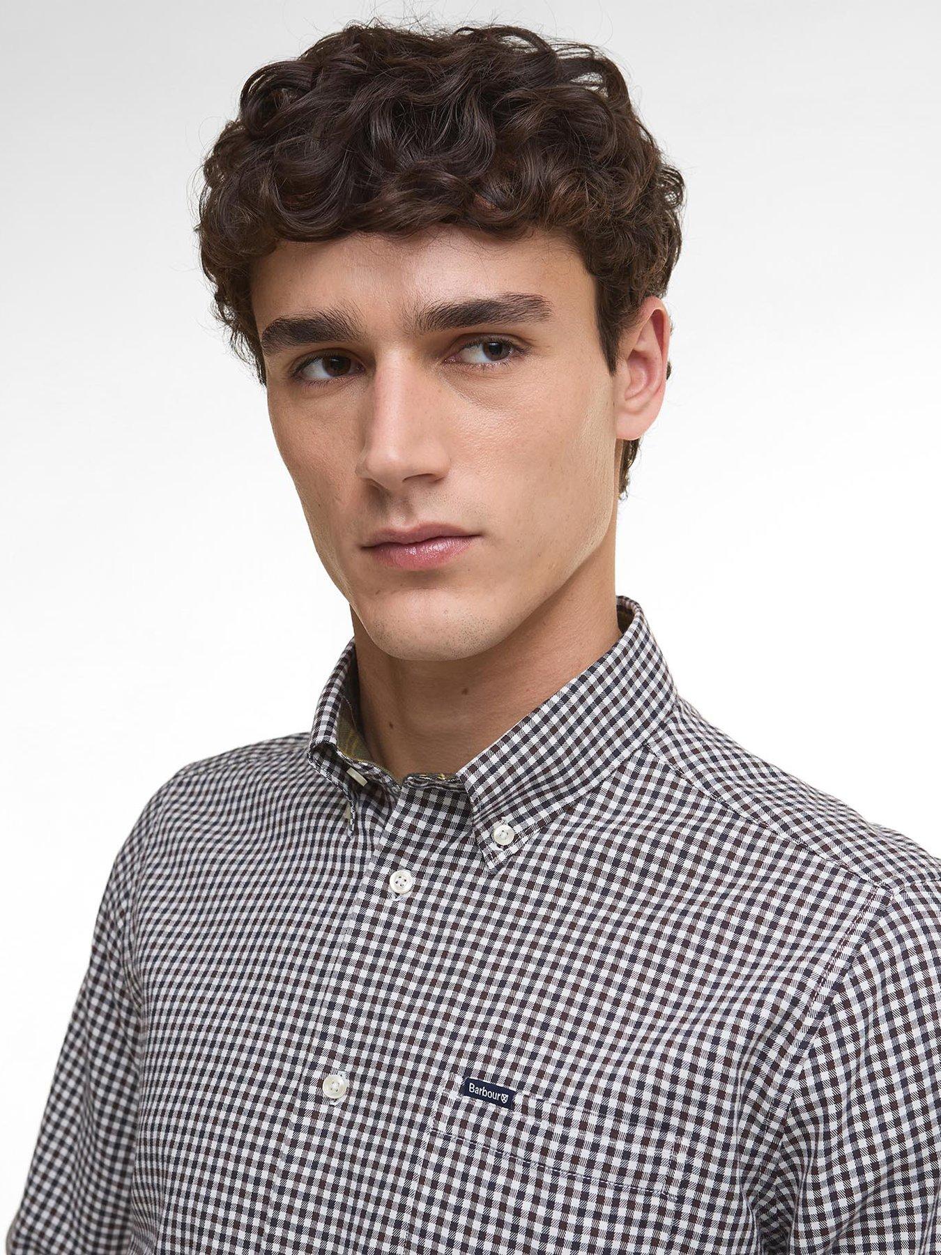 Image 4 of 6 of Barbour Padshaw Tailored Fit Gingham Shirt- Grey