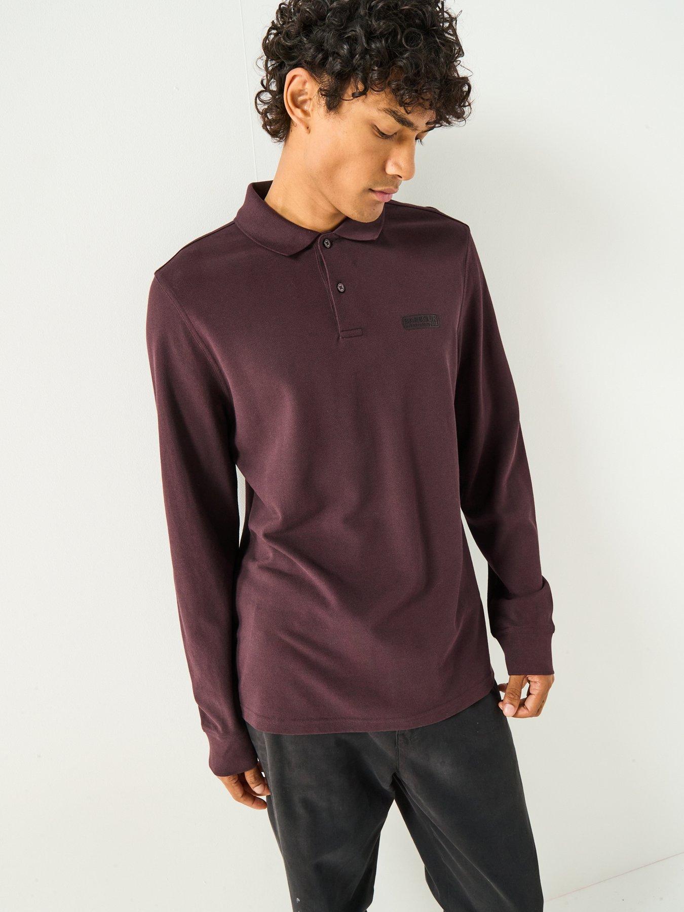 Barbour International Long Sleeve Knitted Polo Shirt - Dark Red