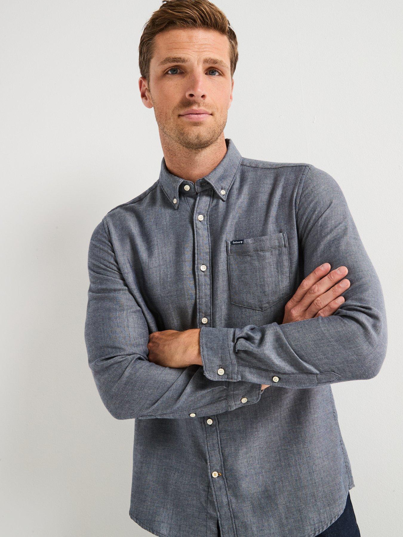 Barbour Buckley Tailored Fit Herringbone Shirt - Navy