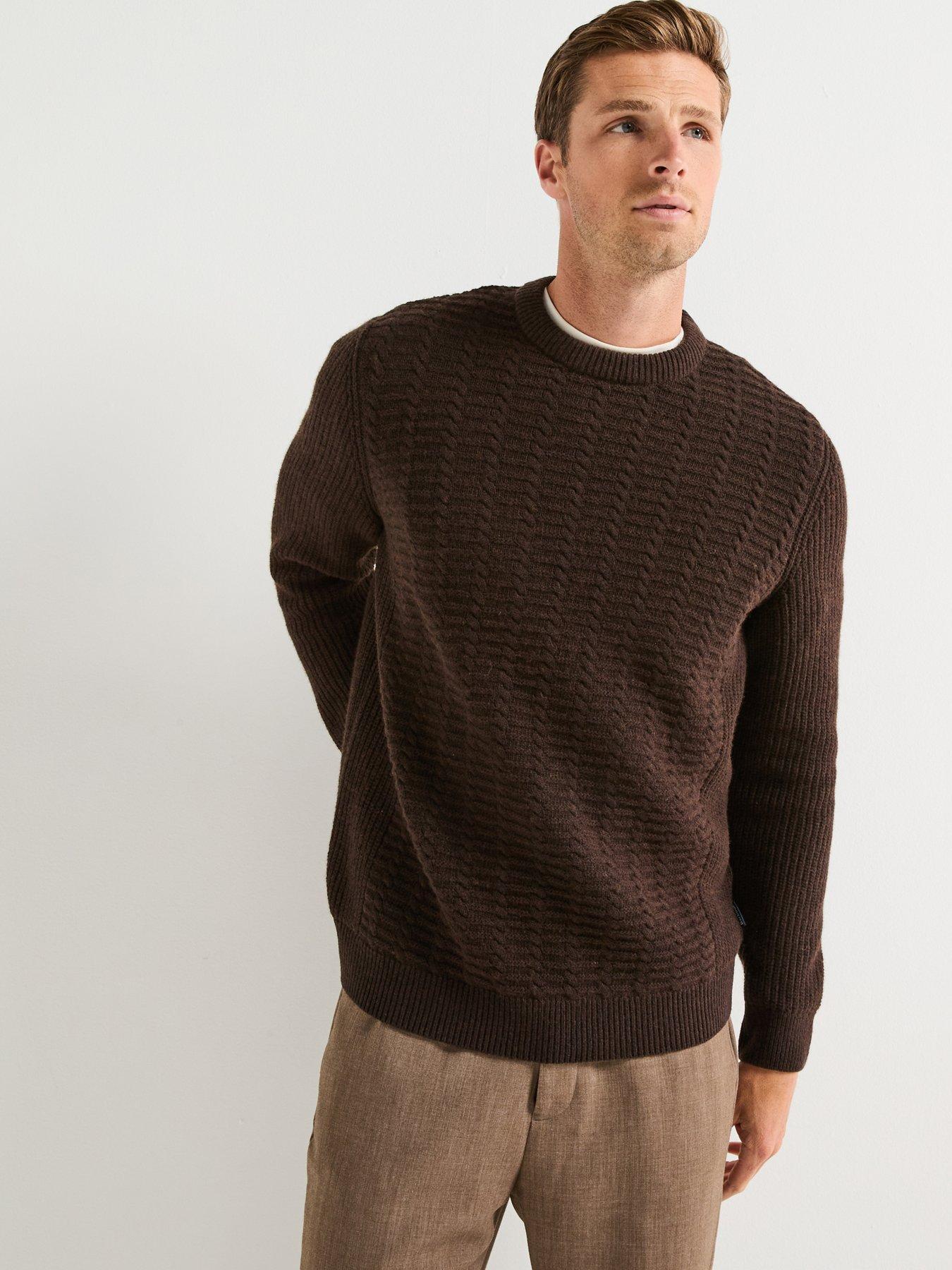 barbour-cleveland-textured-crew-knitted-jumper-brownfront