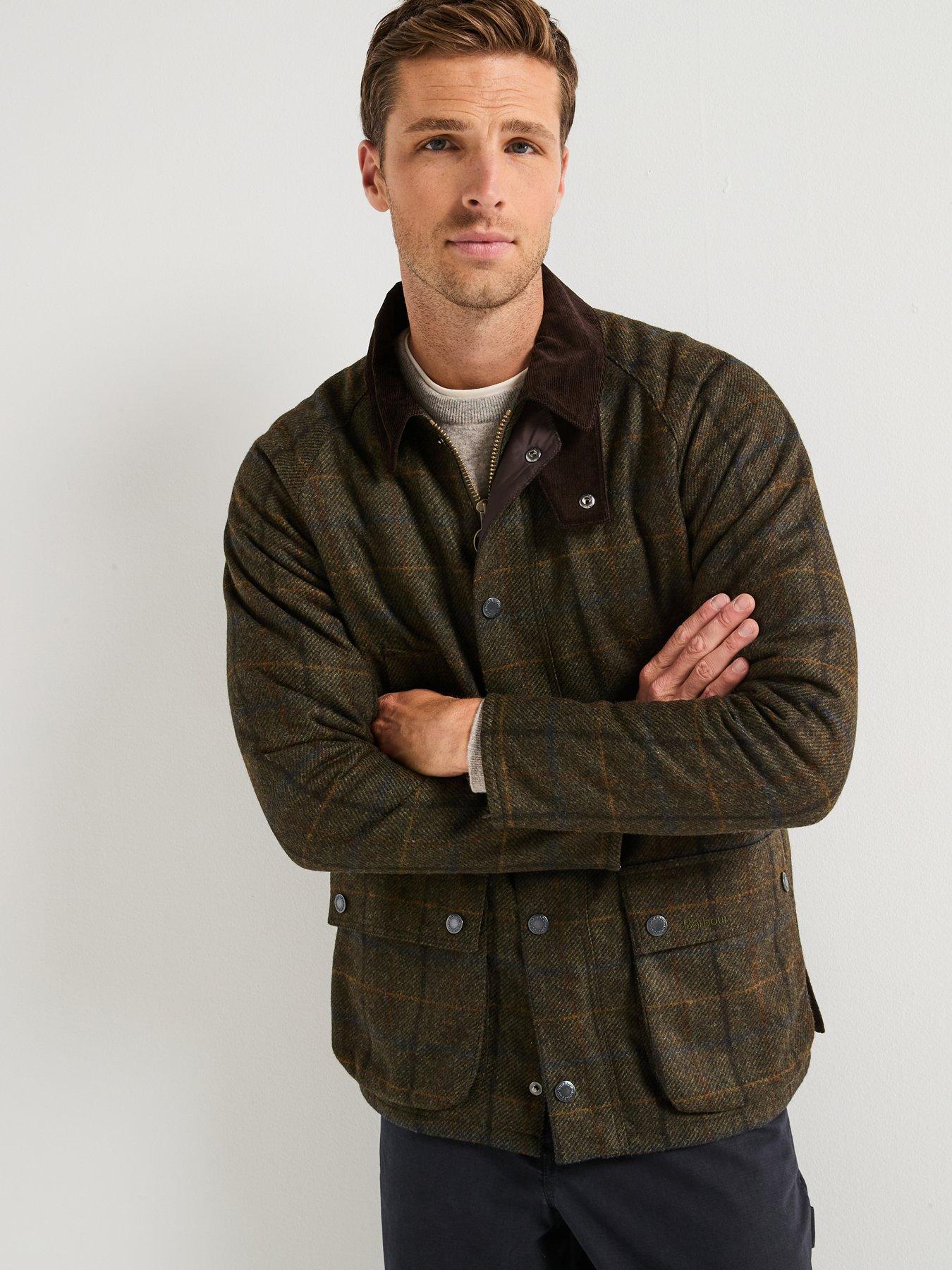 barbour-bedale-check-wool-jacket-brown