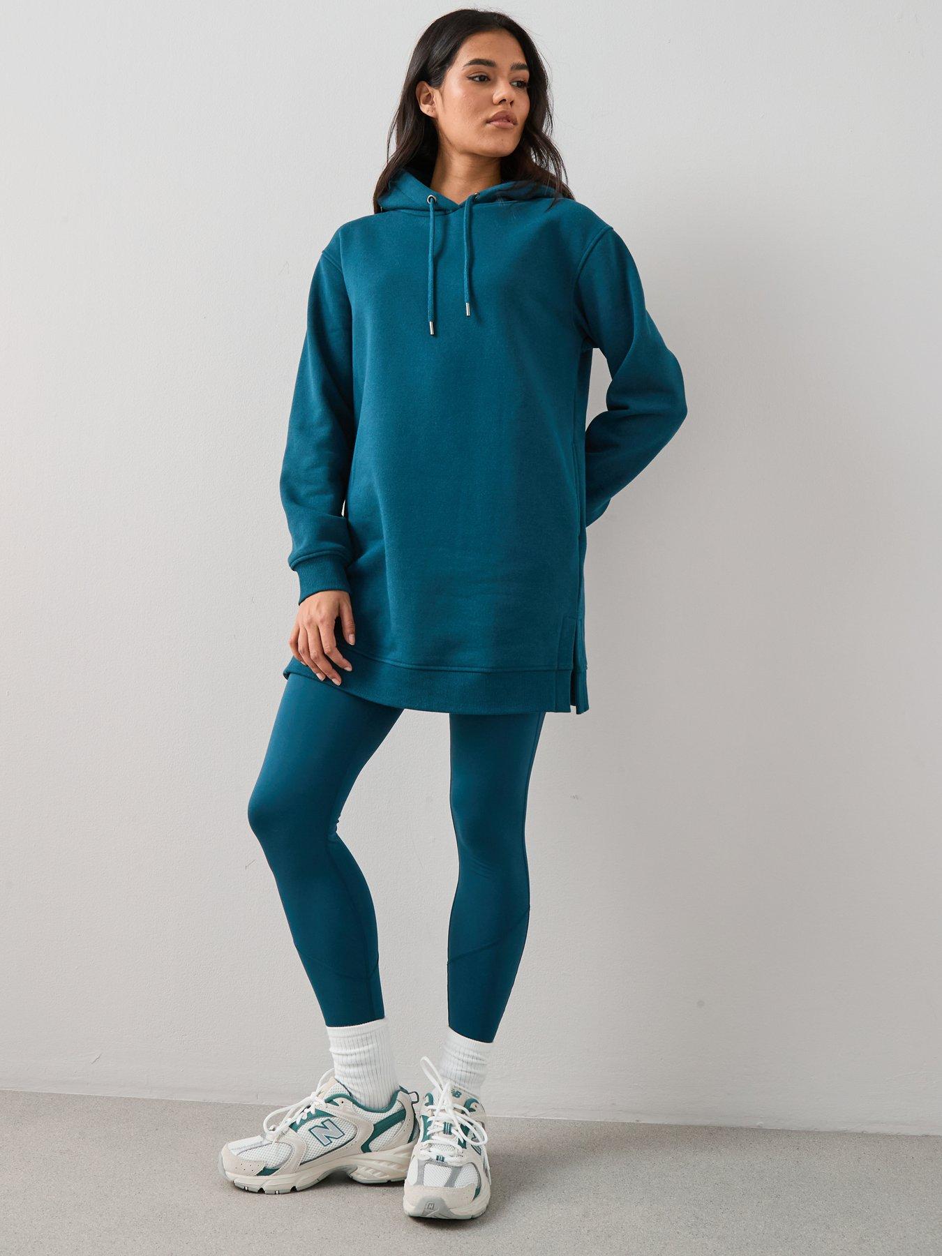 Image 1 of 7 of The Very Collection Longline Hoodie With Side Splits - Green