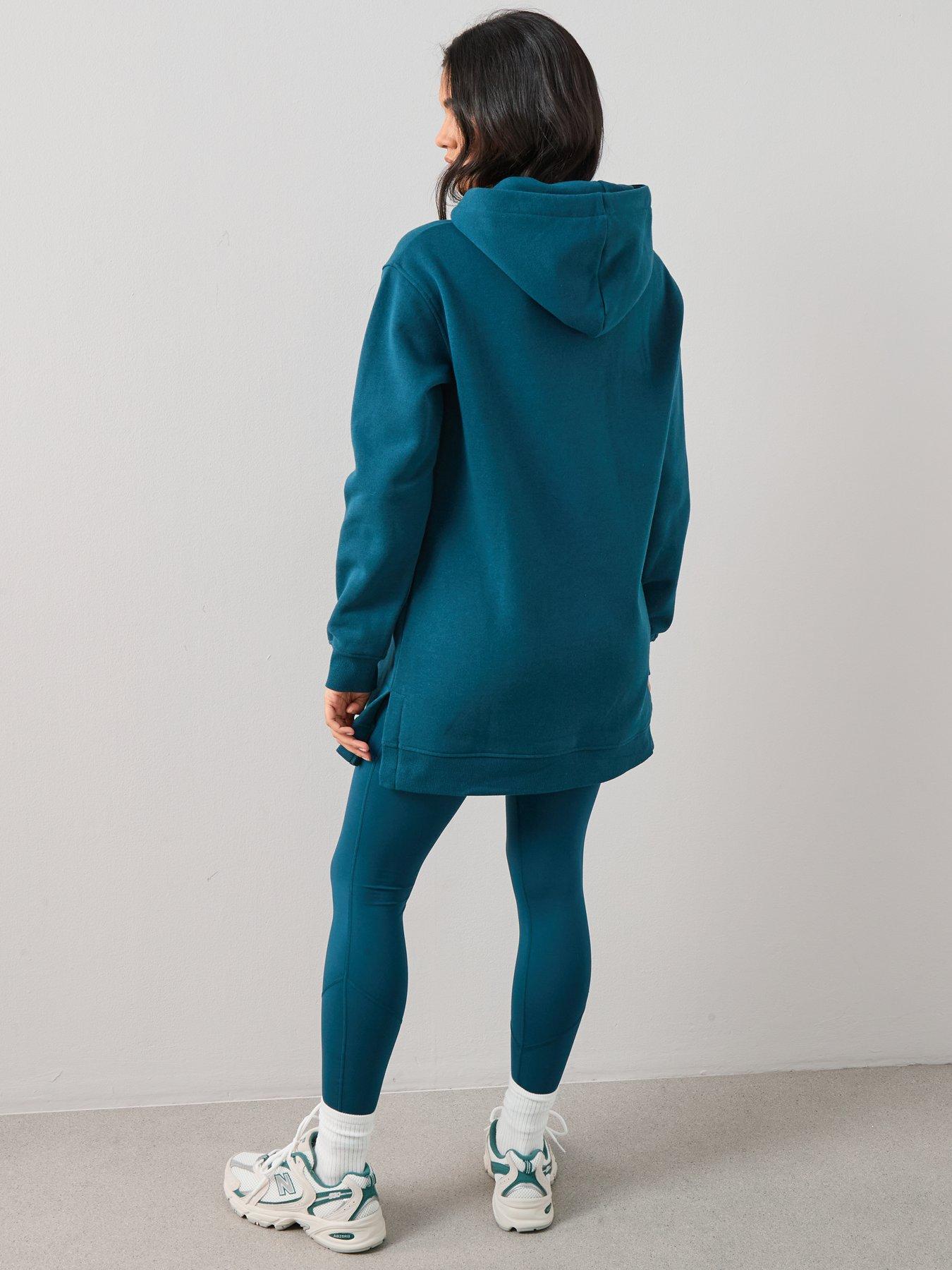Image 2 of 7 of The Very Collection Longline Hoodie With Side Splits - Green