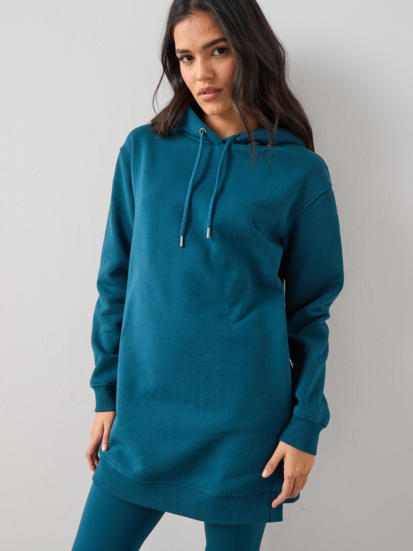Image 4 of 7 of The Very Collection Longline Hoodie With Side Splits - Green