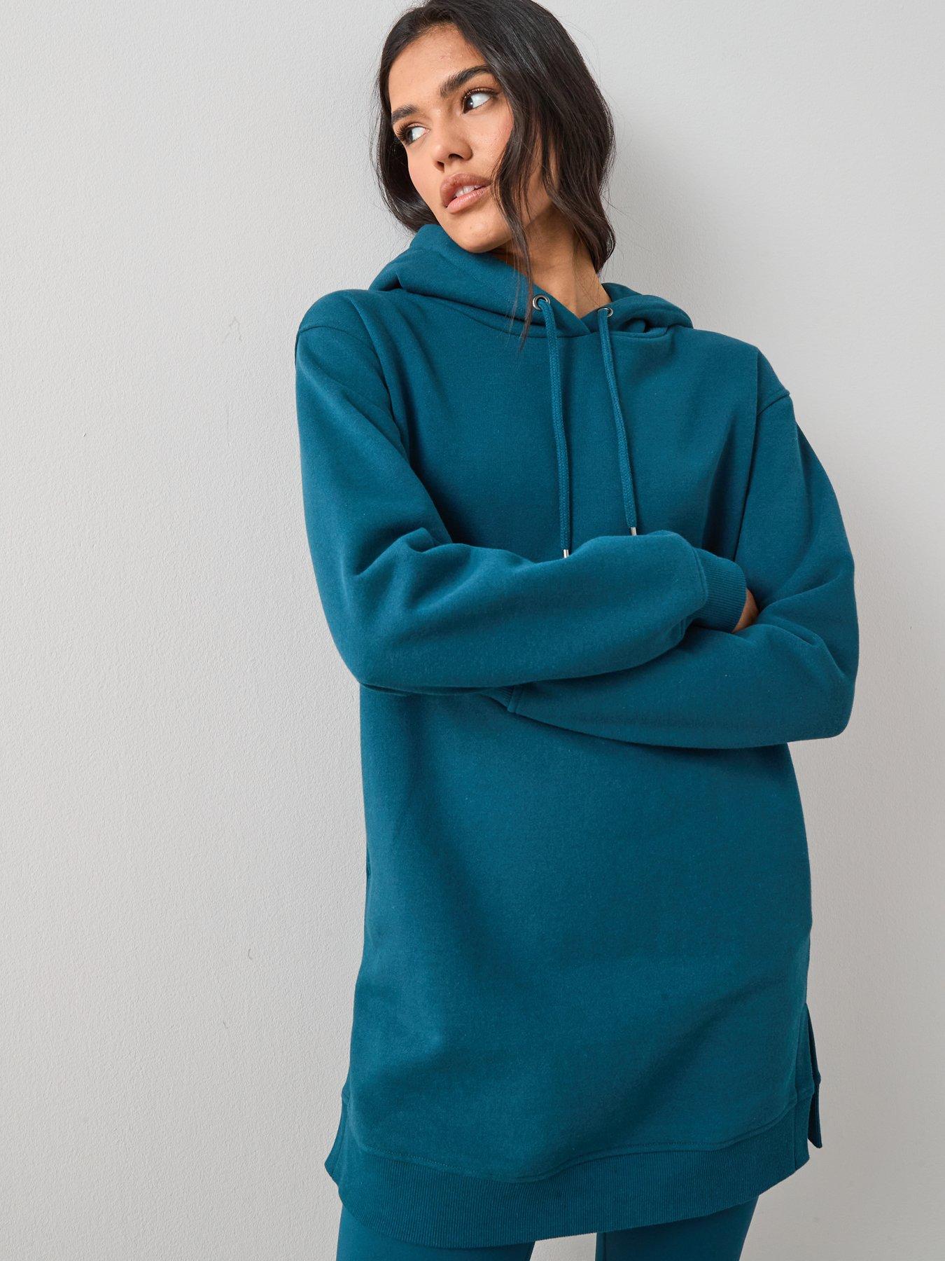 Image 5 of 7 of The Very Collection Longline Hoodie With Side Splits - Green
