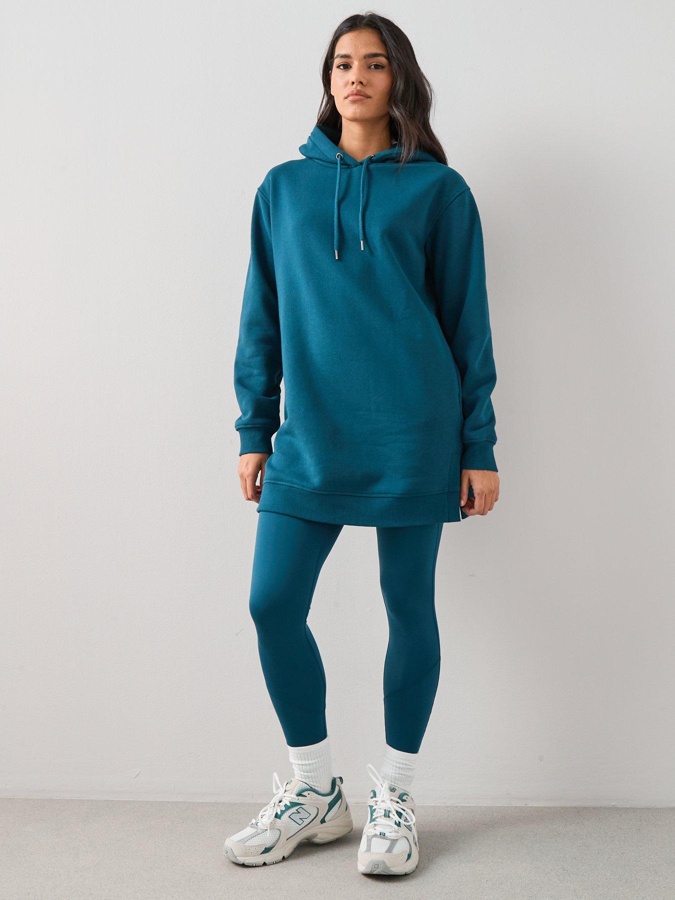 Image 6 of 7 of The Very Collection Longline Hoodie With Side Splits - Green