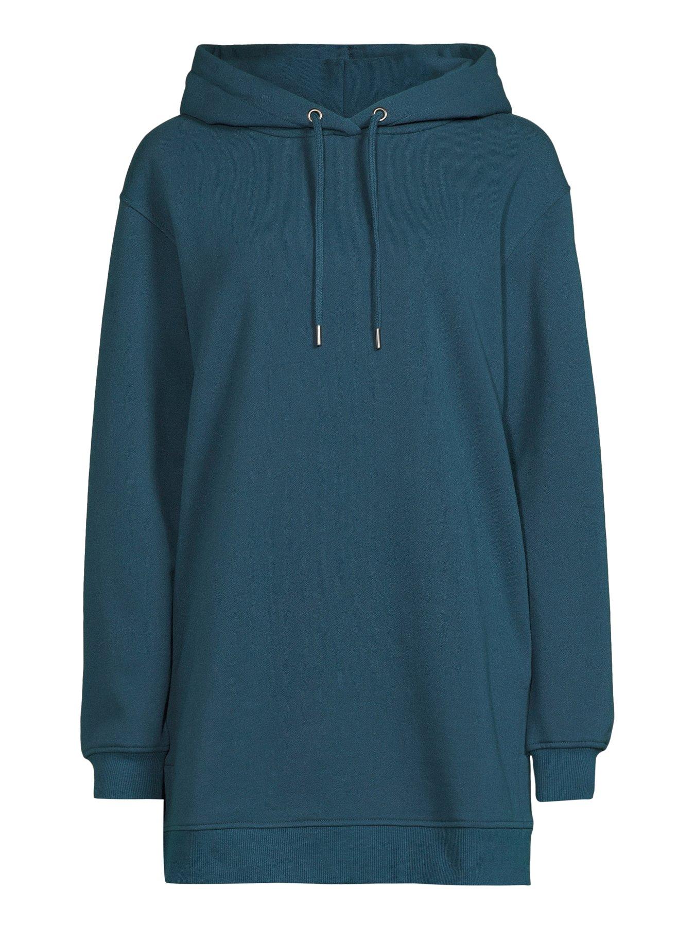 Image 7 of 7 of The Very Collection Longline Hoodie With Side Splits - Green