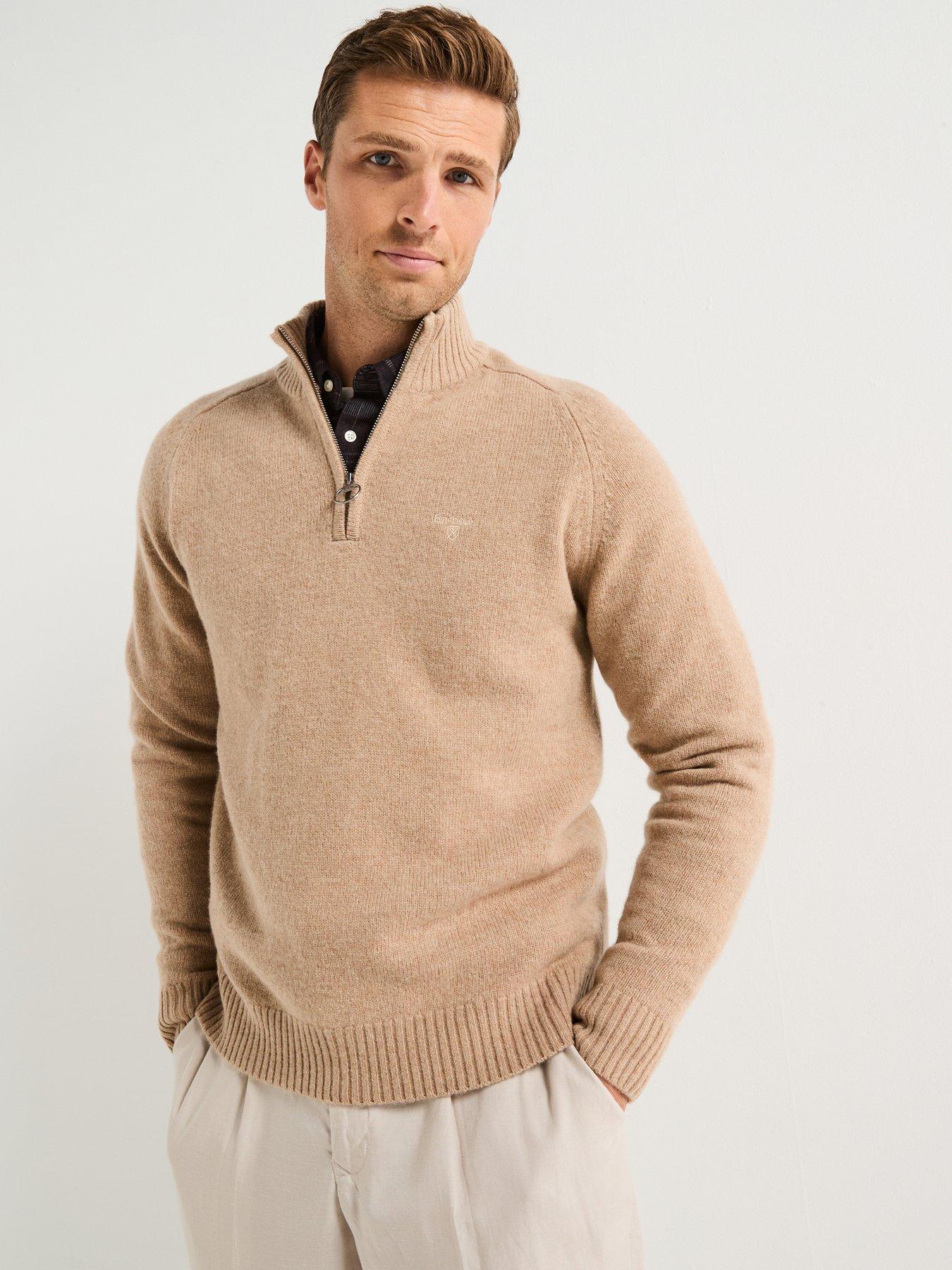 Barbour Grangetown Half Zip Knitted Jumper - Beige