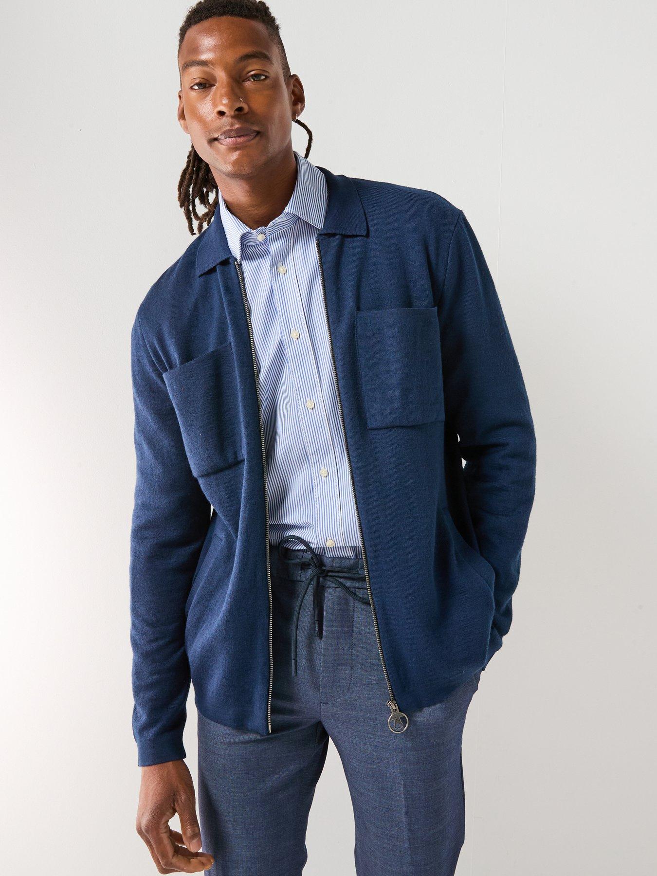 Barbour Croscombe Zip Through Knitted Jumper - Navy