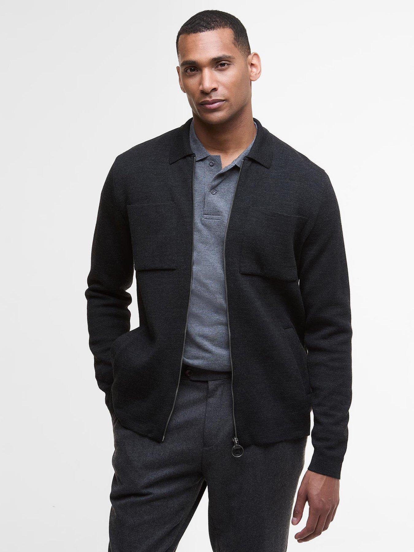 Barbour Croscombe Zip Through Knitted Jumper - Dark Grey