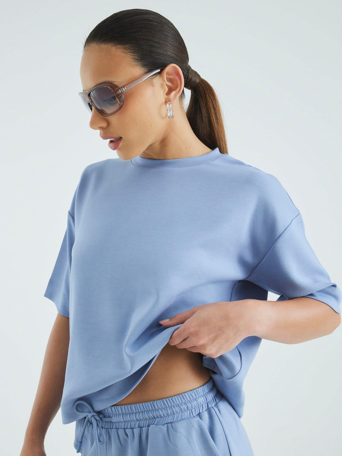 River Island Short Sleeve Premium Clean Boxy T-Shirt - Blue