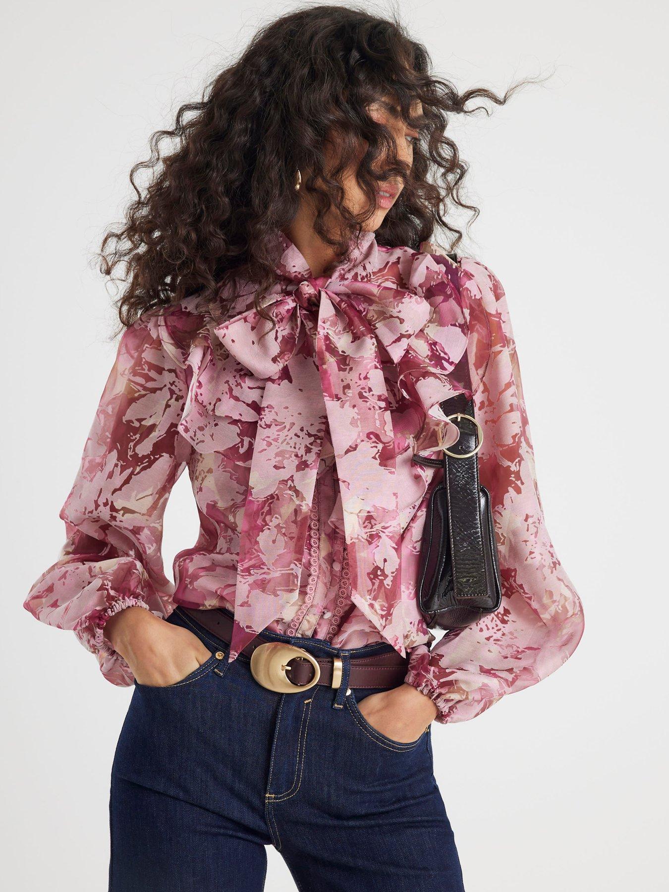 River Island Premium Printed Burnout Shirt - Pink