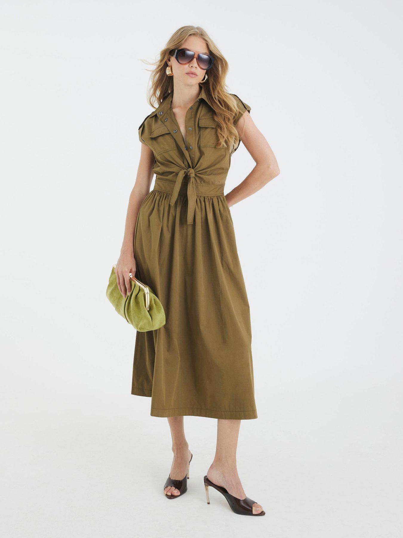 River Island Utility Midi Dress - Khaki