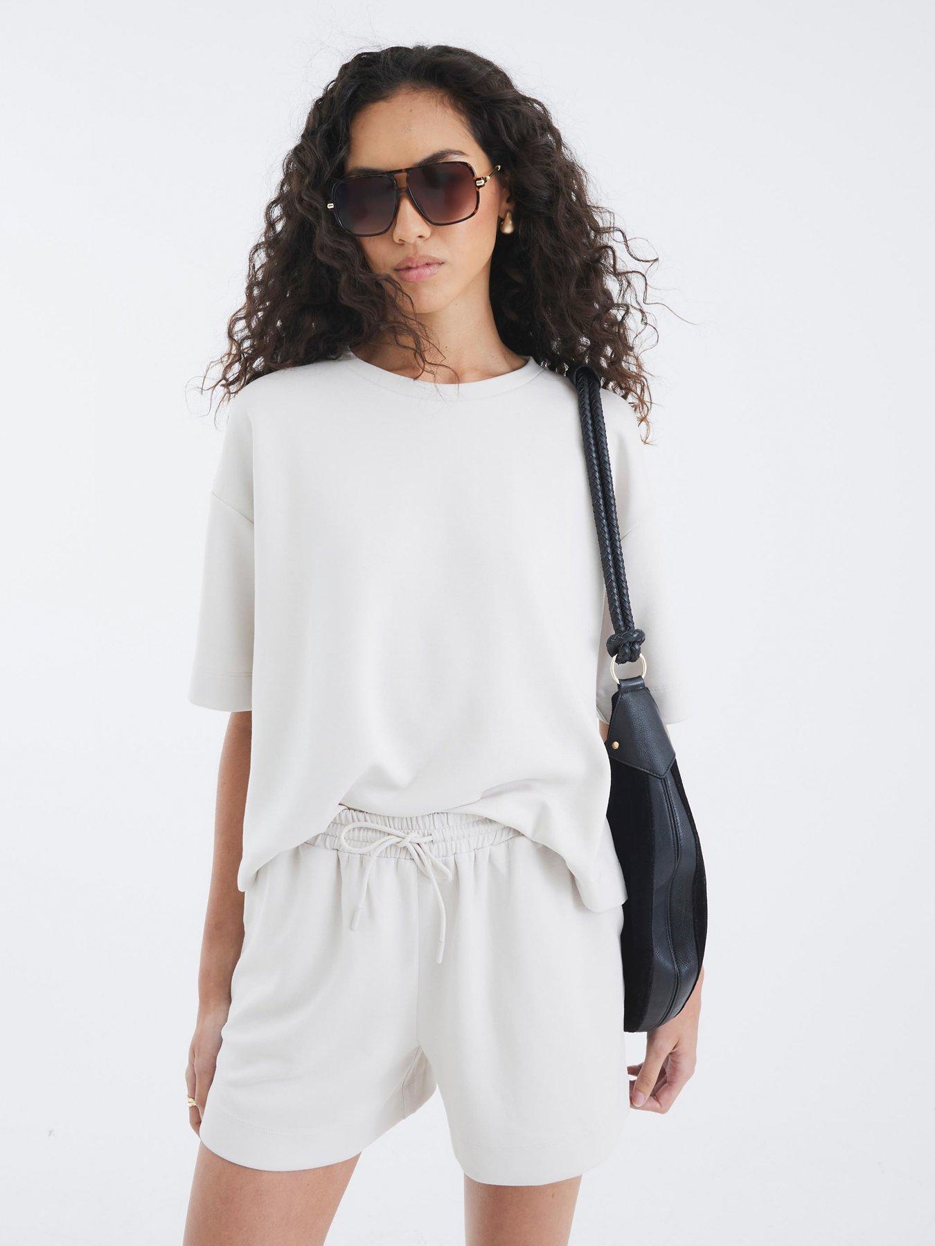 River Island Short Sleeve Premium Clean Boxy T-Shirt - Cream