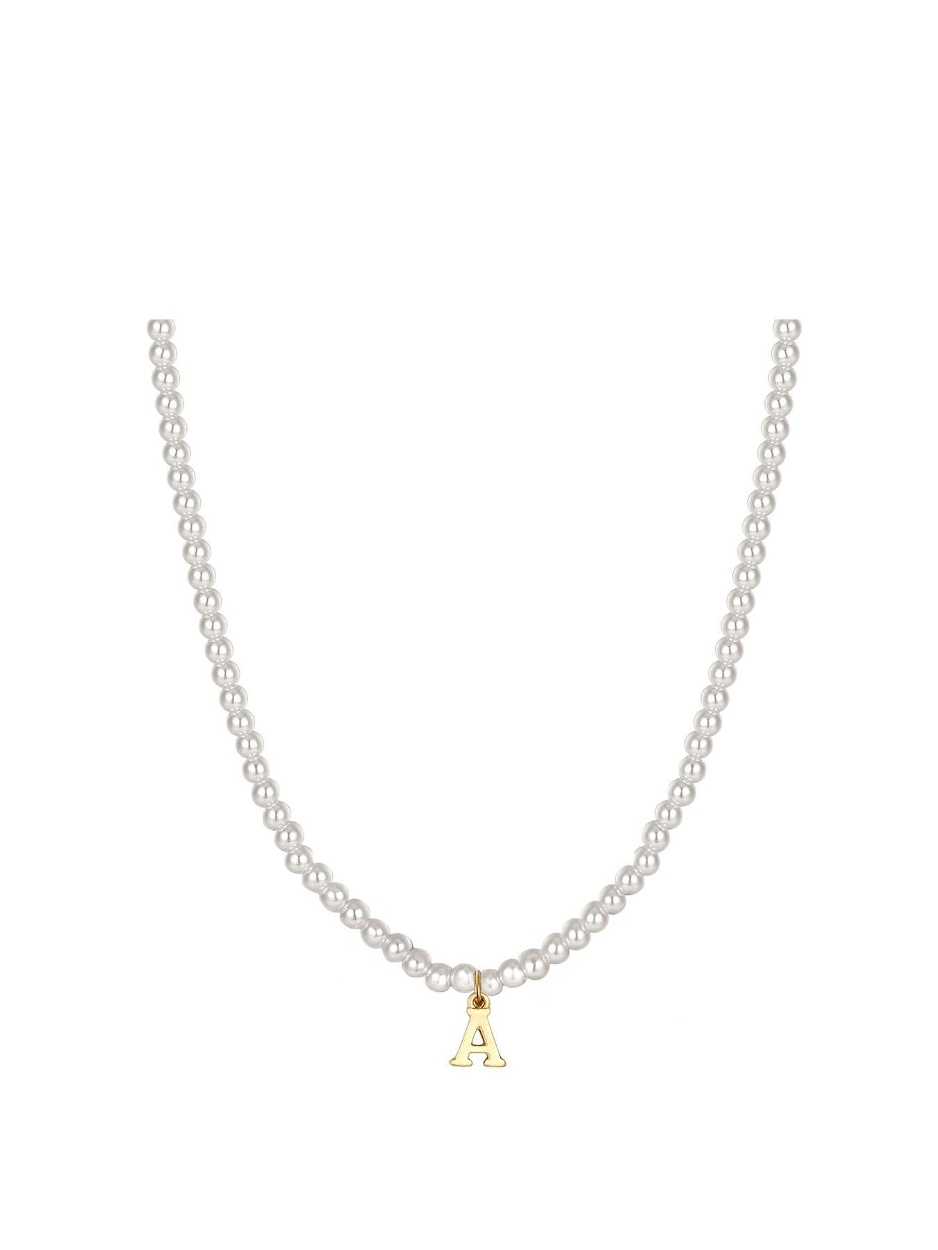 The Love Collection Pearl Necklace with Gold Initial
