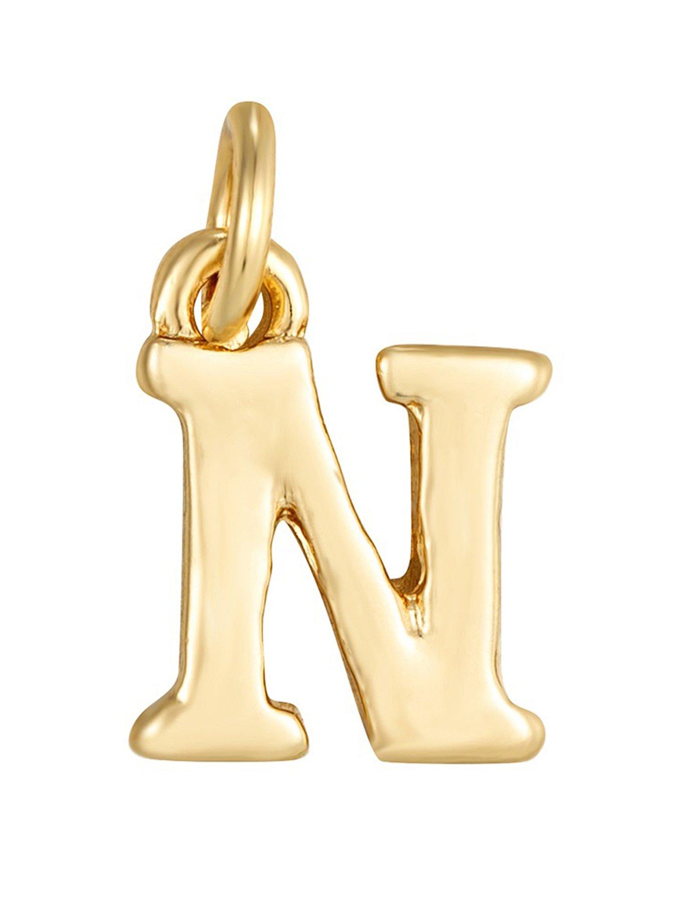 The Love Collection Pearl Stretch Bracelet with Gold Letter Charm
