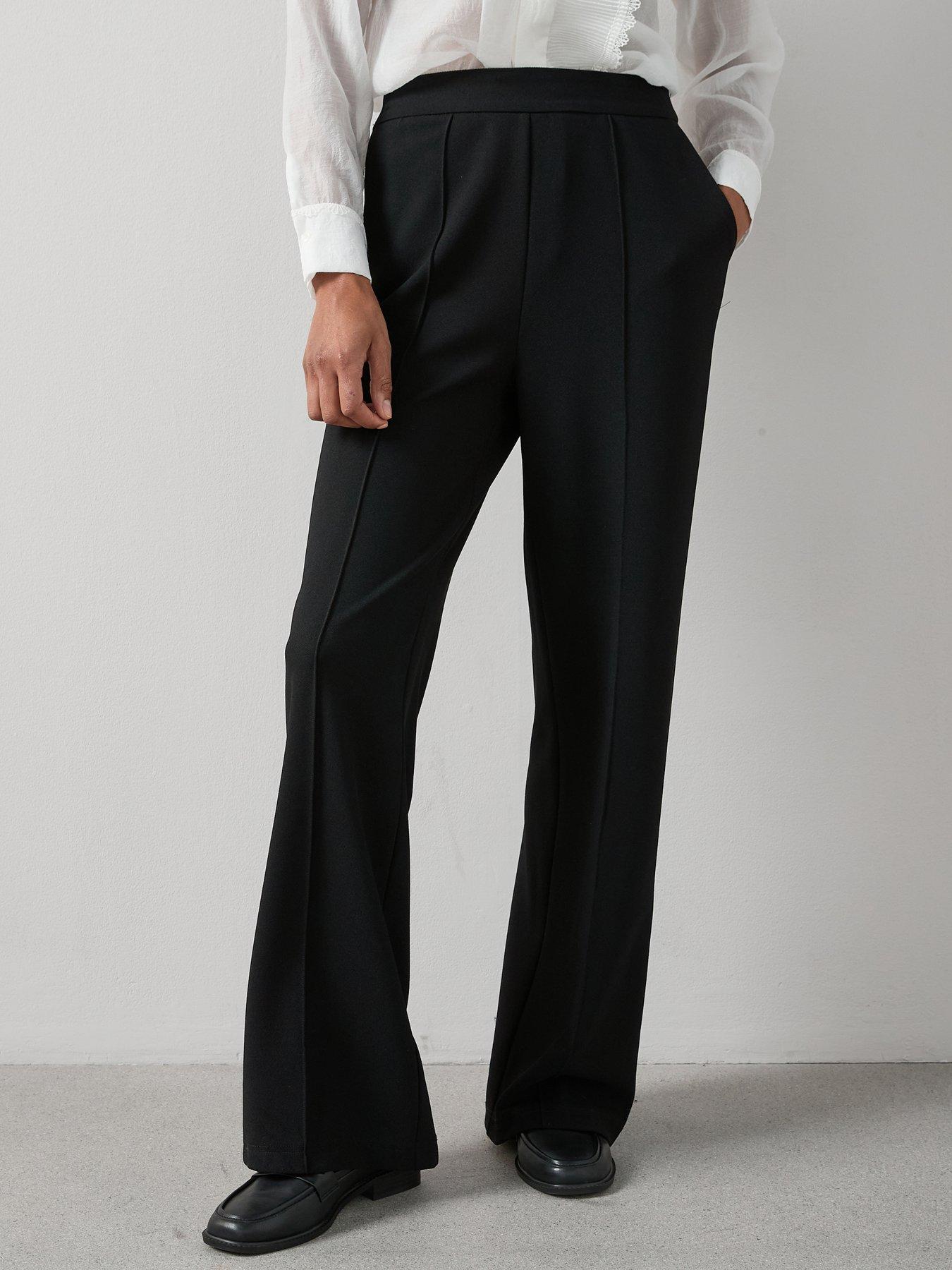 Image 1 of 6 of The Very Collection Pull On Smart Wide Leg Trousers - Black