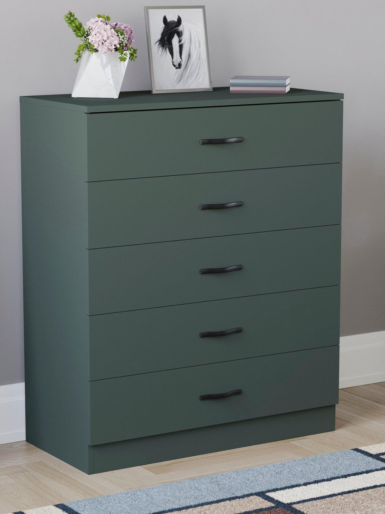 green dress jewelry ideas Richmond Ridged 5 Drawer Dresser, Matte Sage Green
